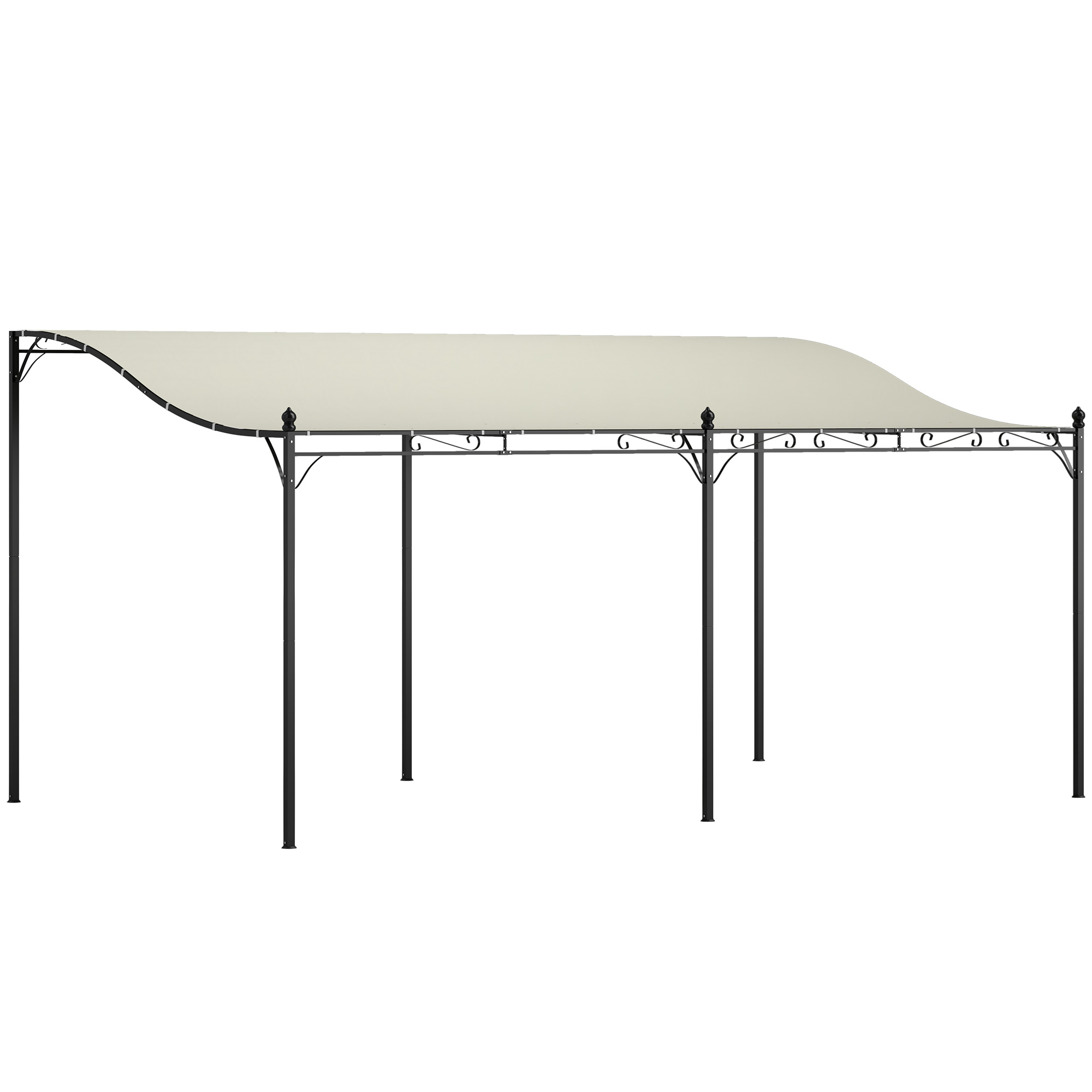 Outsunny 3 x 5 m Pergola, Flexibles Gartendach mit wasserfester Plane und Metallrahmen, Schattenspender, Cremeweiß