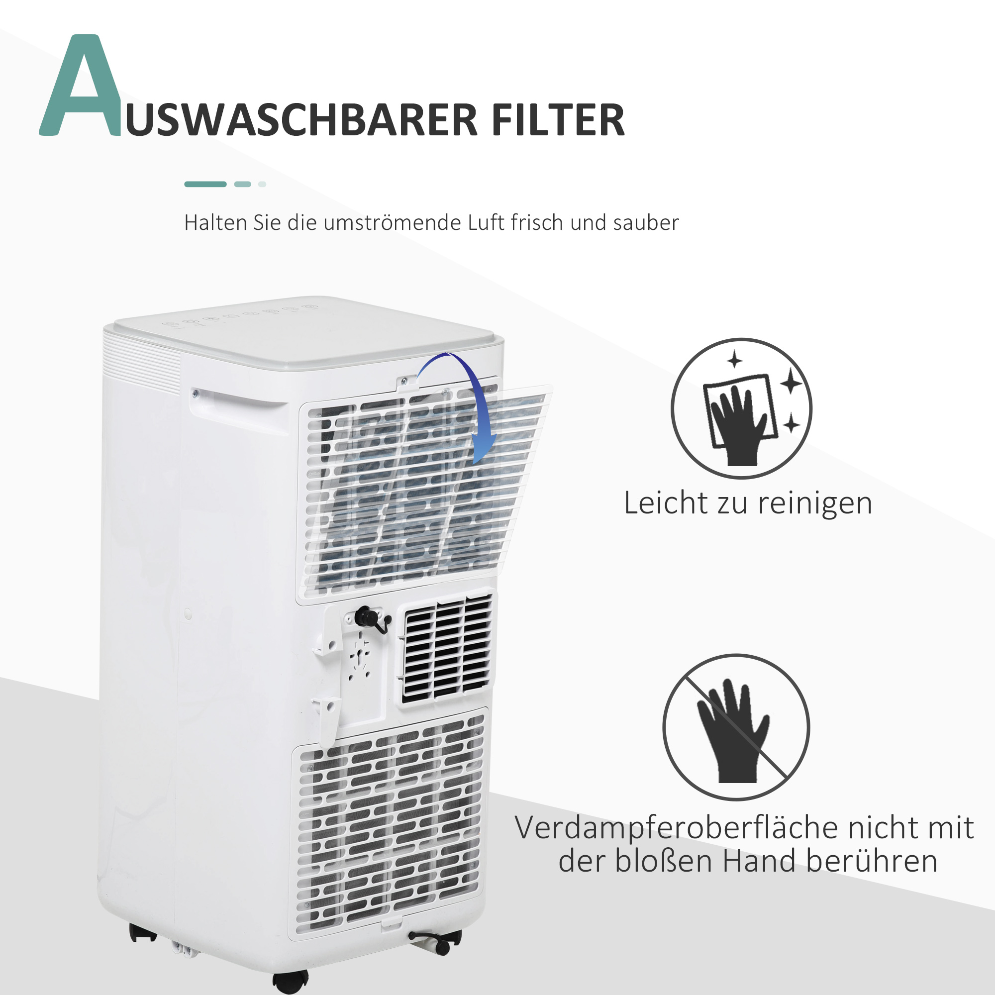 Mobiele airconditioner airconditioner 4 modi afstandsbediening 24u timer ABS wit