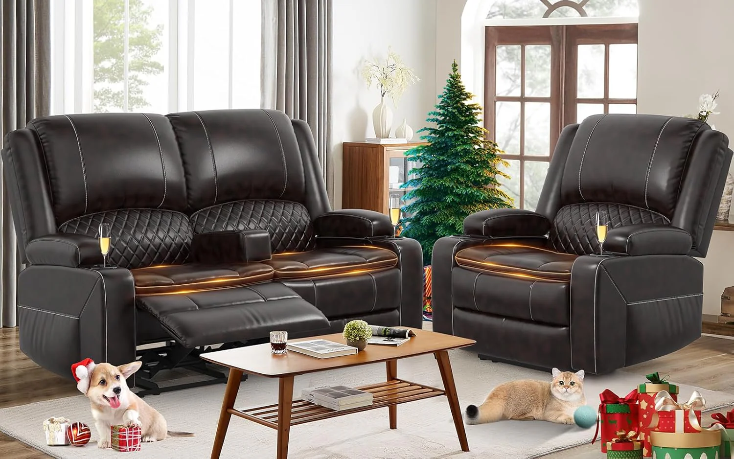 Loveseat Recliner Sofa Manual Reclining Loveseat