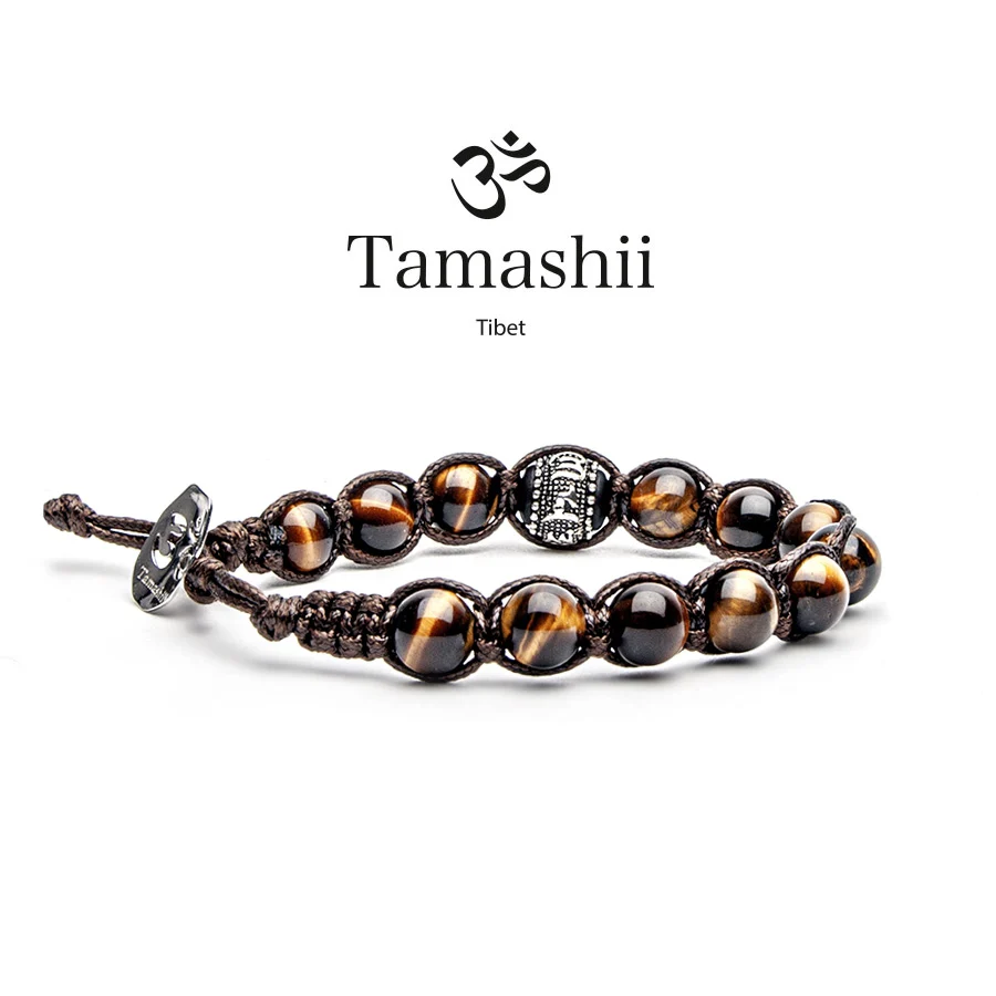 Bracciale Tamashii ruota della preghiera in occhio di tigre marrone BHS1100-214