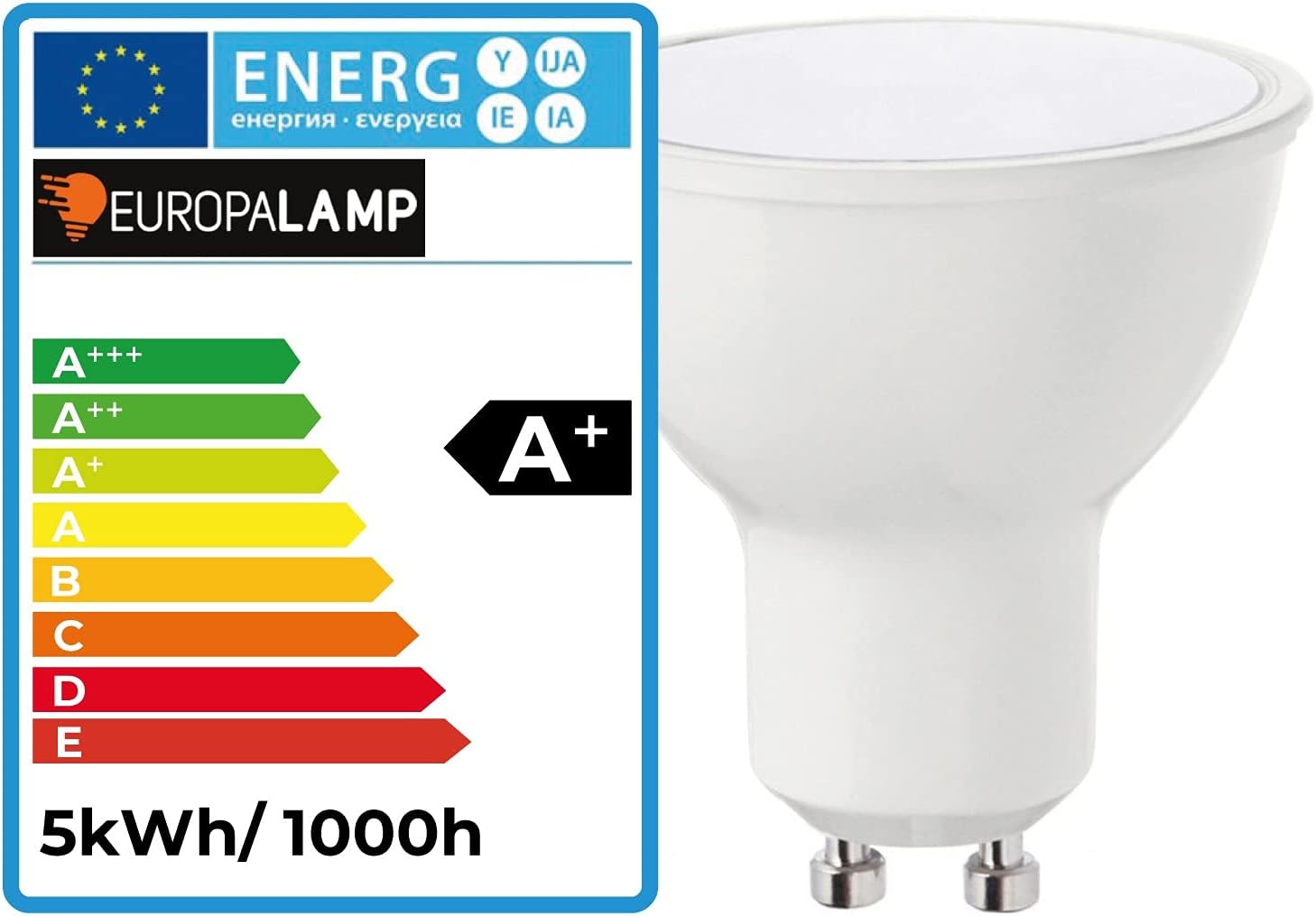 Europalamp – Set mit 30 Spots BBC schwenkbar weiß + Leuchtmittel GU10 5 W kaltweiß + Fassung