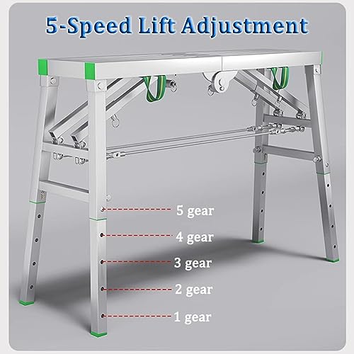 ACLips Ponteggio Pieghevole a Maglie Cave, Piattaforma di Lavoro, ponteggio Multiuso, Scala, Sgabello, Panca per Decorazione, Pulizia, Costruzione   5 Marce, Altezza Regolabile, 200×40 cm : Amazon.it: Fai da te