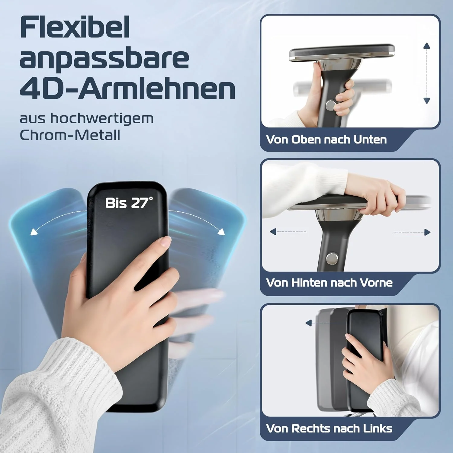 CLOUVOU Ergonomischer Bürostuhl mit verstellbaren Armlehnen und Kopfstütze