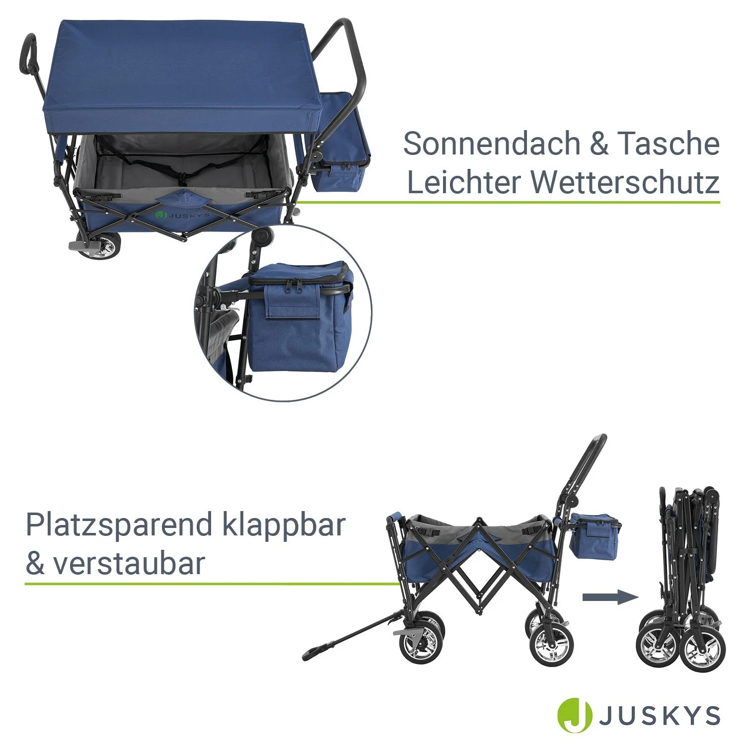 2025 Opvouwbare bolderwagen met dak en tas