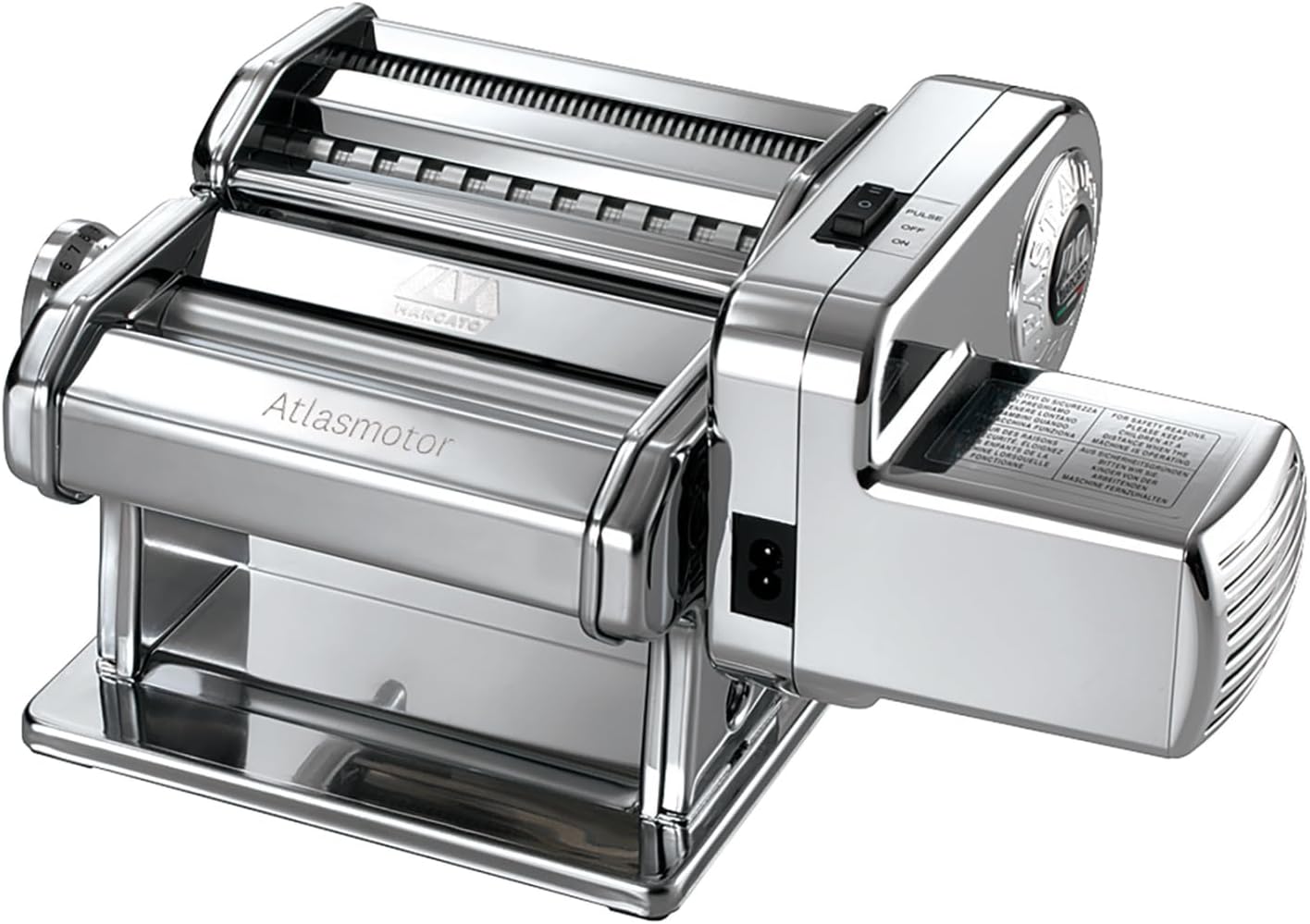 Marcato Atlasmotor Macchina Pasta con Motore, 100 W, Alluminio, Acciaio Cromato, Linea Basic.