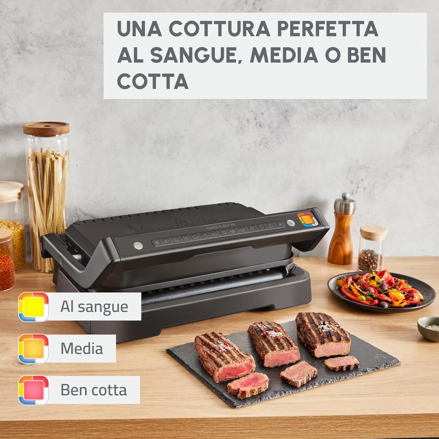 Moulinex Optigrill 4in1 XL, Griglia Elettrica, Barbecue e Forno in Unico Dispositivo, Pasto Completo, Capacità 6-8 Persone, Indicatore di Cottura, 12 Programmi Automatici, Piastre Antiaderenti, GI7848