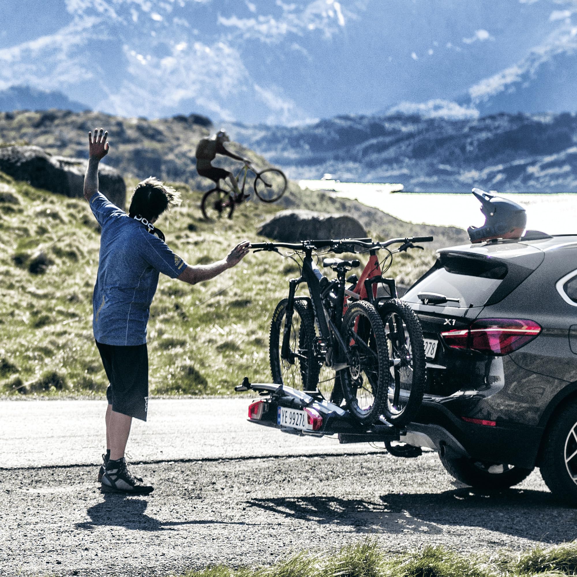 Fahrradträger für Anhängerkupplung VeloSpace XT für 2 Fahrräder E-Bikes und Fatbikes bis 4,7 Zoll Abklappmechanismus
