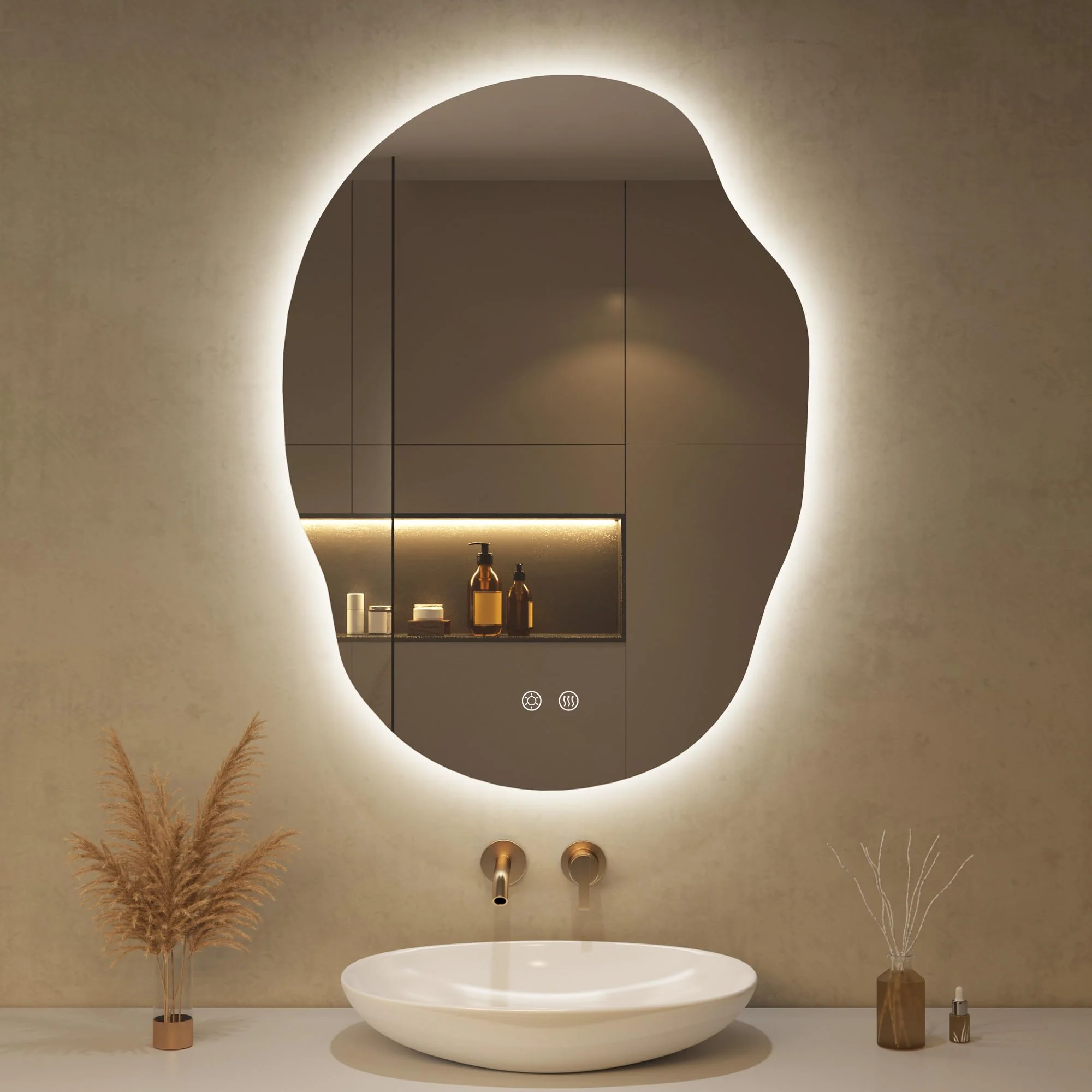 OUMUSU LED-Badspiegel mit Beleuchtung