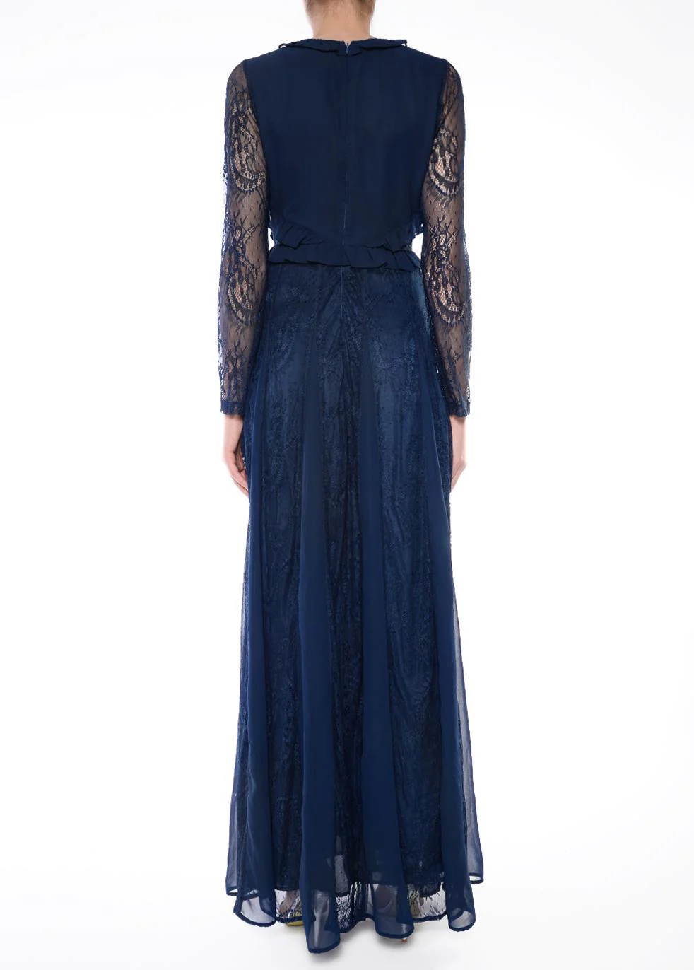 Ariah Navy Long Sleeve Lace Maxi Dress