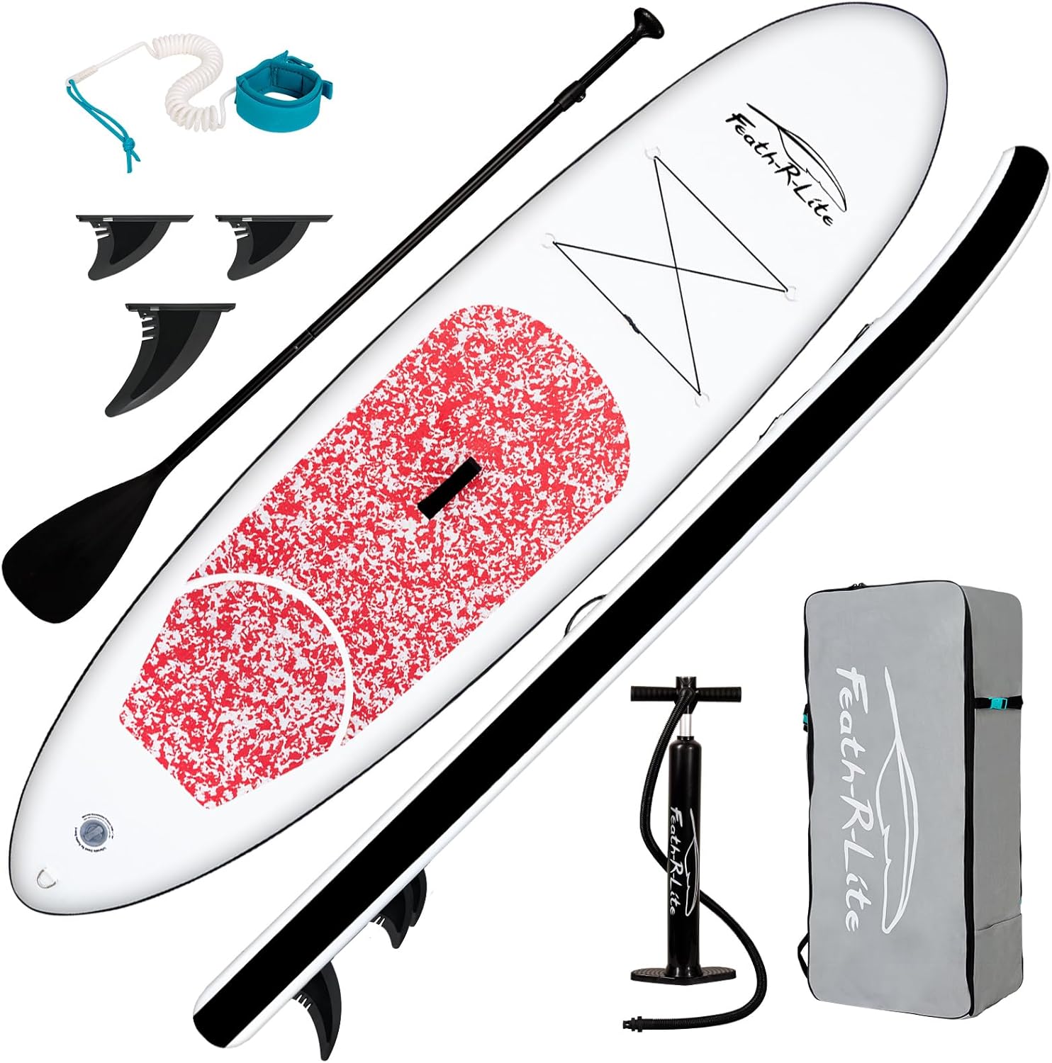 FunWater Tavola SUP Gonfiabile con Set Completo di Accessori: Pagaia Regolabile, Pompa, Zaino, Guinzaglio e Pinne, Adatta a Tutti i Livelli