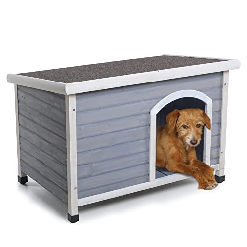 Petsfit Casetta per Cani da Esterno, con Pavimento Rimovibile, Tetto Apribile in Legno, Cuccia per Cane da Esterno, 78 x 52 x 58 cm grigio : Amazon.it: Prodotti per animali domestici