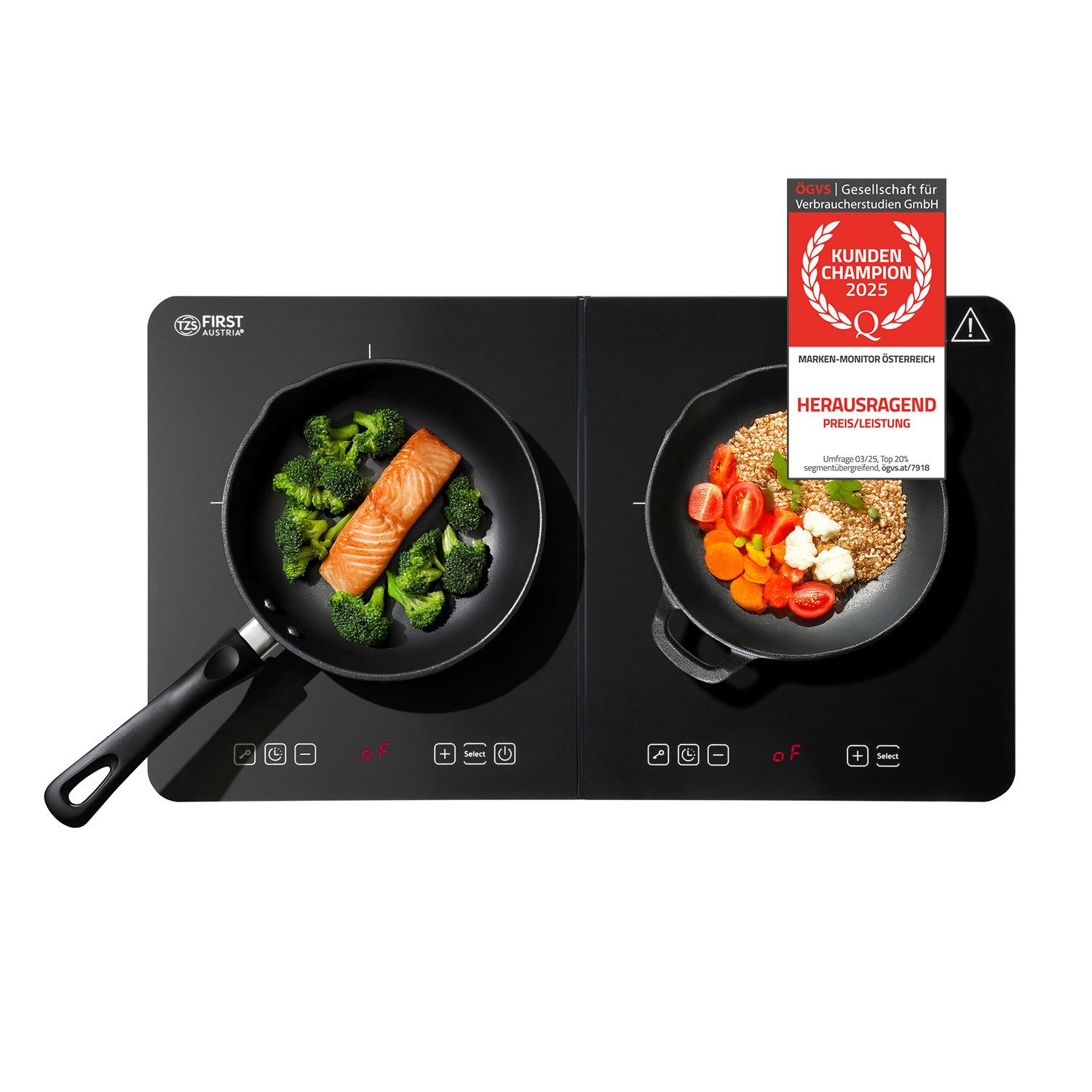 Doppelkochplatte Induktionsdoppelkochplatte, 3500W, Keramik, Temperaturregelung