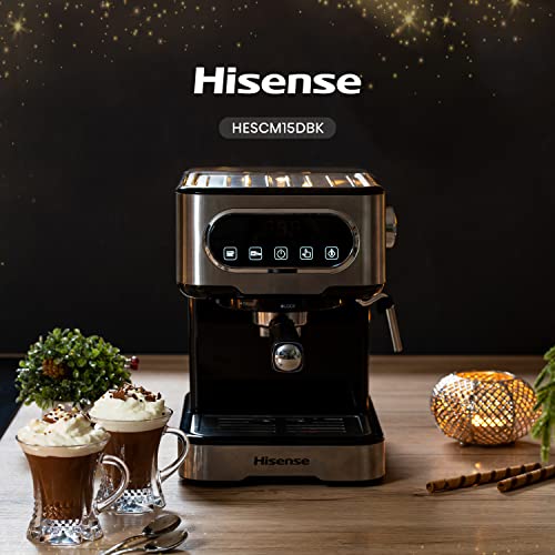 Hisense, HESCM15DBK, Macchina da caffè espresso manuale, macinato e compatibile con cialde ESE 44 mm, Pressione 15 bar, Schermo Touch, 1100W, Silver, 27.4x30x27.2 cm : Amazon.it: Casa e cucina