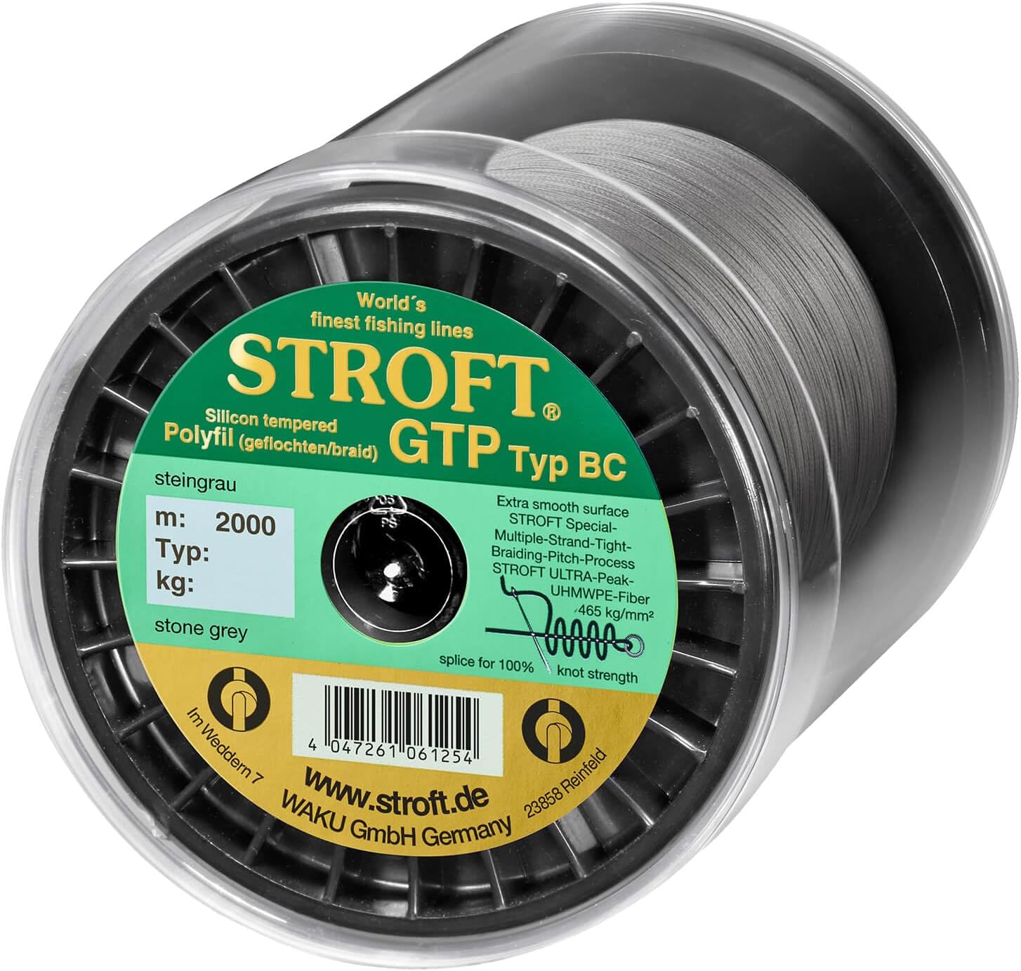 Stroft GTP Typ BC Baitcaster Schnur geflochten grau – Angelschnur 0,13–0,30 mm, 4,5–20 kg Tragkraft, PE Schnur, 8-Fach, rund & Abriebfest, Braid für Baitcast Rolle 100–2000 m