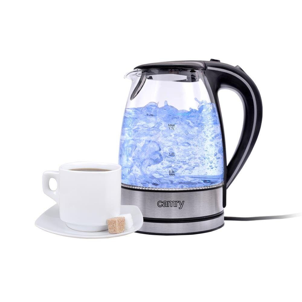 Wasserkocher CR 1239 großer Wasserkocher 1,7 L Edelstahl-Glas