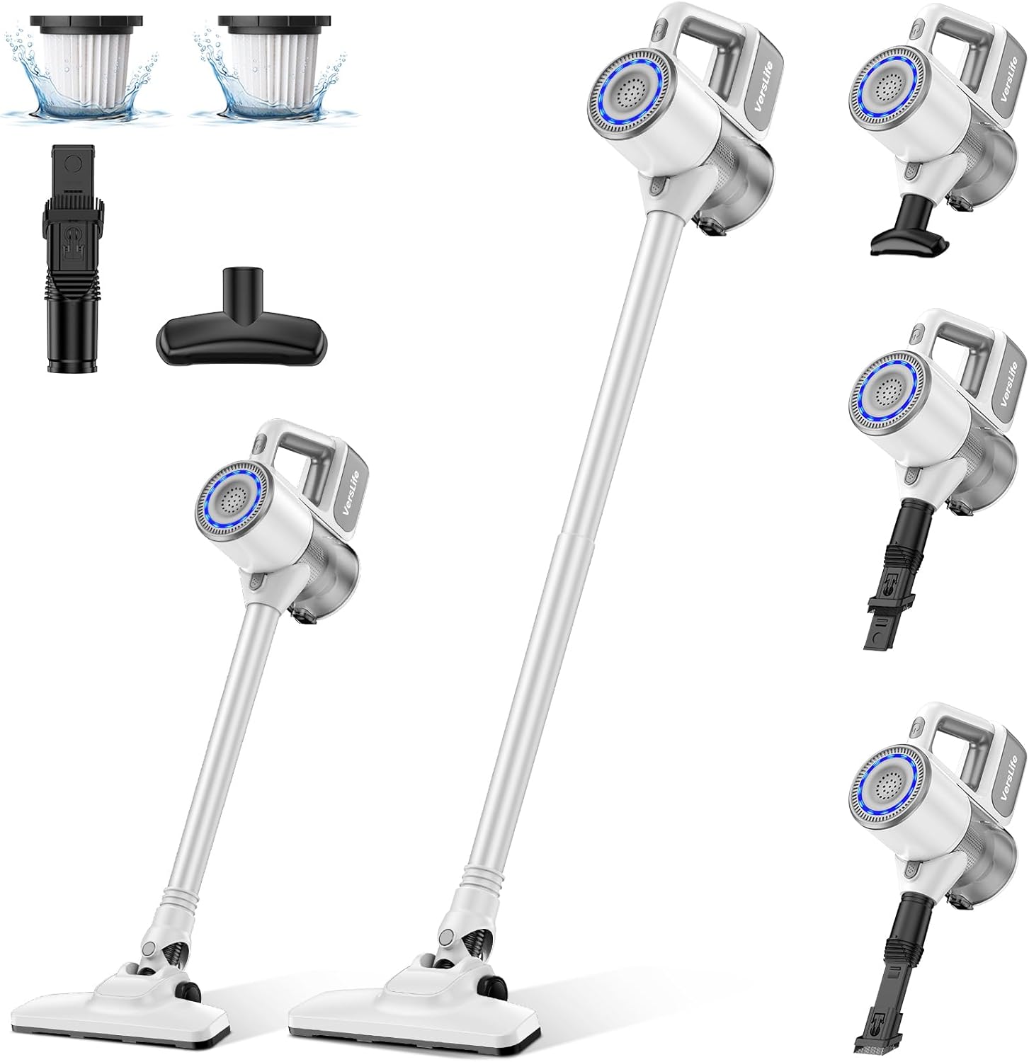 VersLife S6PRO Aspirapolvere Senza Fili, Aspirazione Potente 30KPa, Scopa Elettrica Senza Fili con Design Senza Spazzole, Filtro HEPA, Autonomia 30 Minuti, per Pavimenti e Peli di Animali Domestici