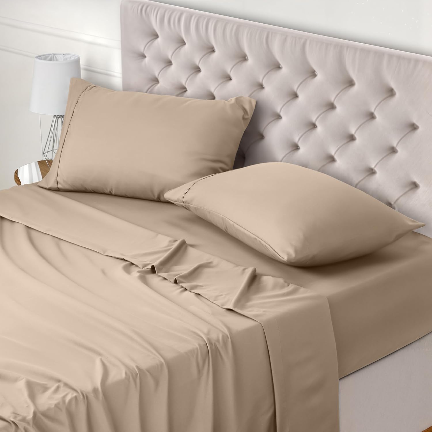 Utopia Bedding - Set Lenzuola Matrimoniali 4 Pezzi 180x200 cm - Set Lenzuola Letto, Spazzolata Poliestre di Microfibra - Lenzuolo con Angoli, Lenzuolo Piatto e 2 Federe 50x75, Bianco