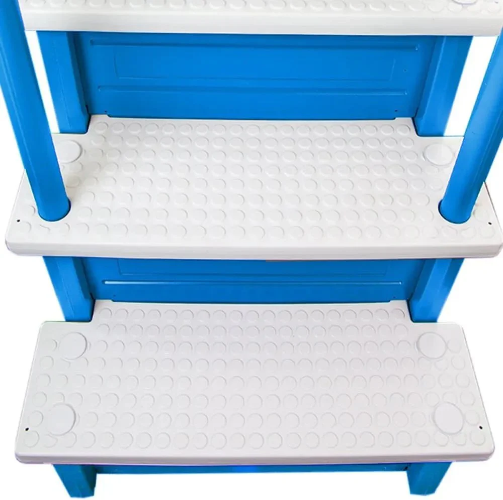 Non-slip entry steps for pools | Grey | For above-ground pools | Can be installed on terraces with a height of 122 to 137 cm | Load capacity up to 136 kg