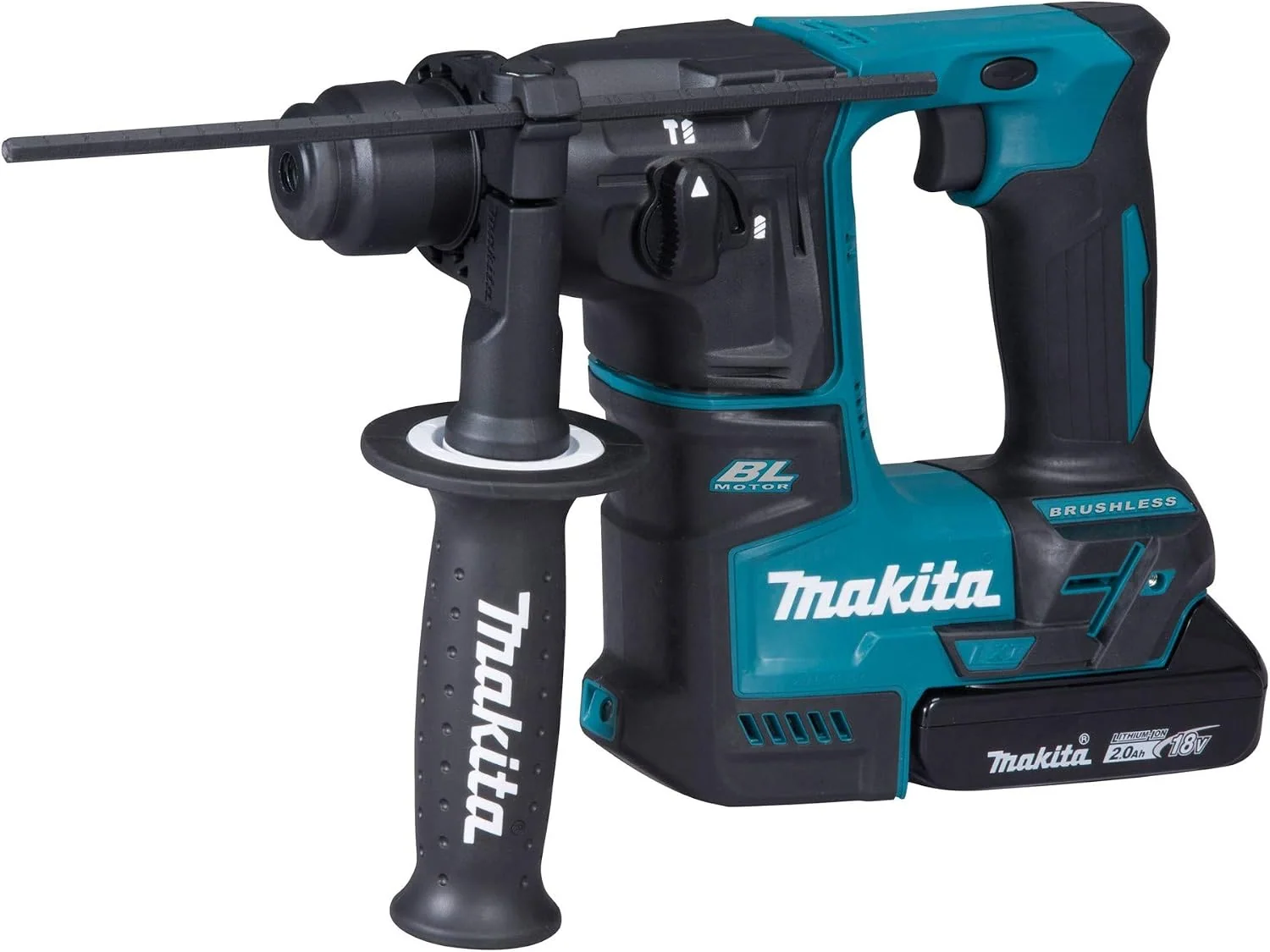 Makita DHR171RAJ Akku-Bohrhammer für SDS-PLUS 18 V / 2,0 Ah, mit 2x Akku 2,0 Ah, 2 Akkus + Ladegerät im MAKPAC, Schwarz
