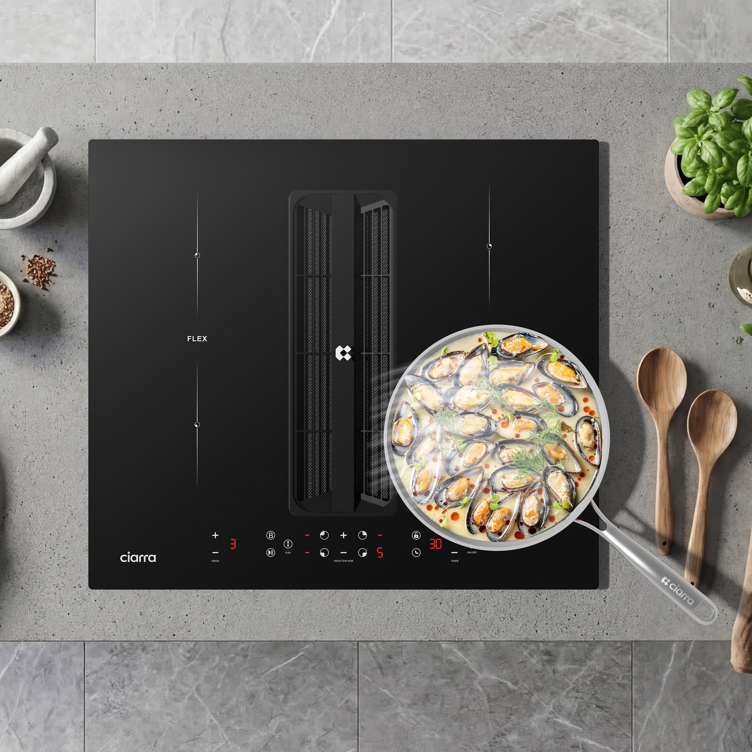 Kochfeld mit Dunstabzug 60 cm Kochfeldabzug mit integriertem Plasma⁺-System 7165W CIARRA ONE CBBEH594BBF