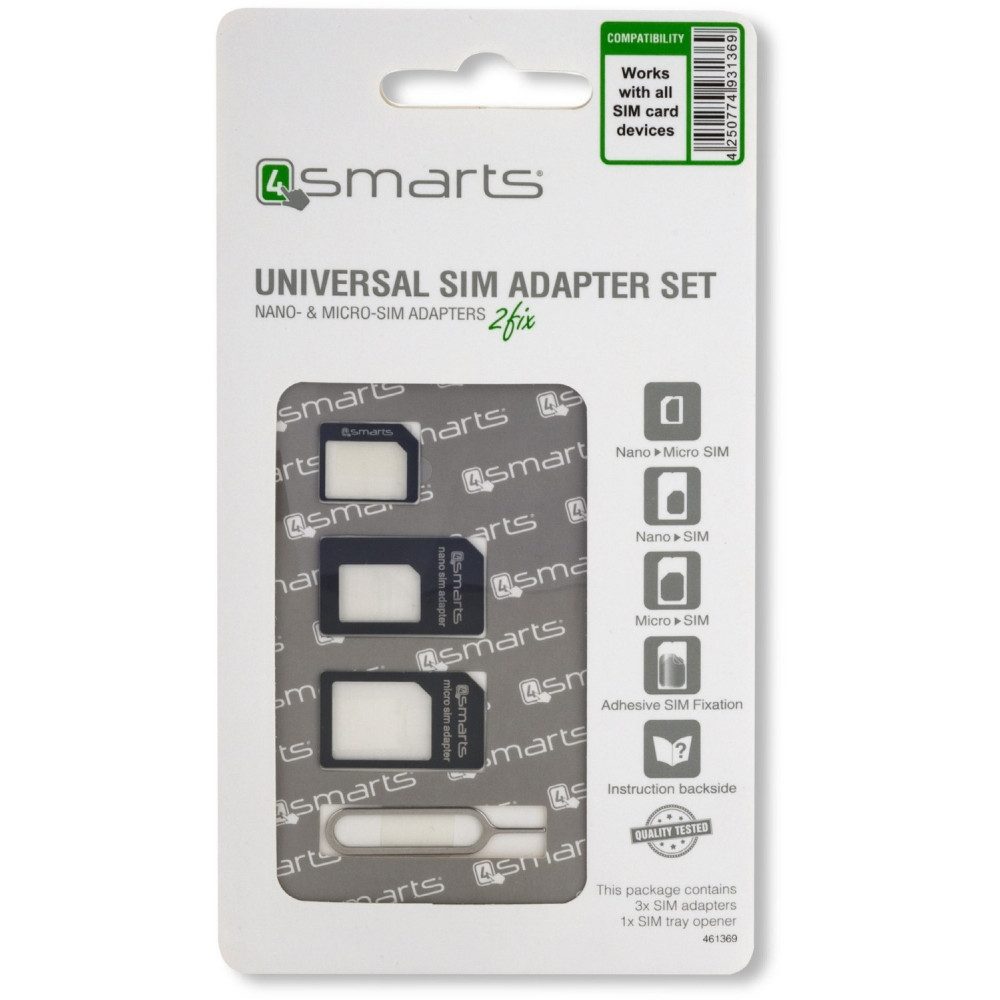 4smarts SIM-Adapter Set schwarz für SIM-Karten. Elektro-Adapter