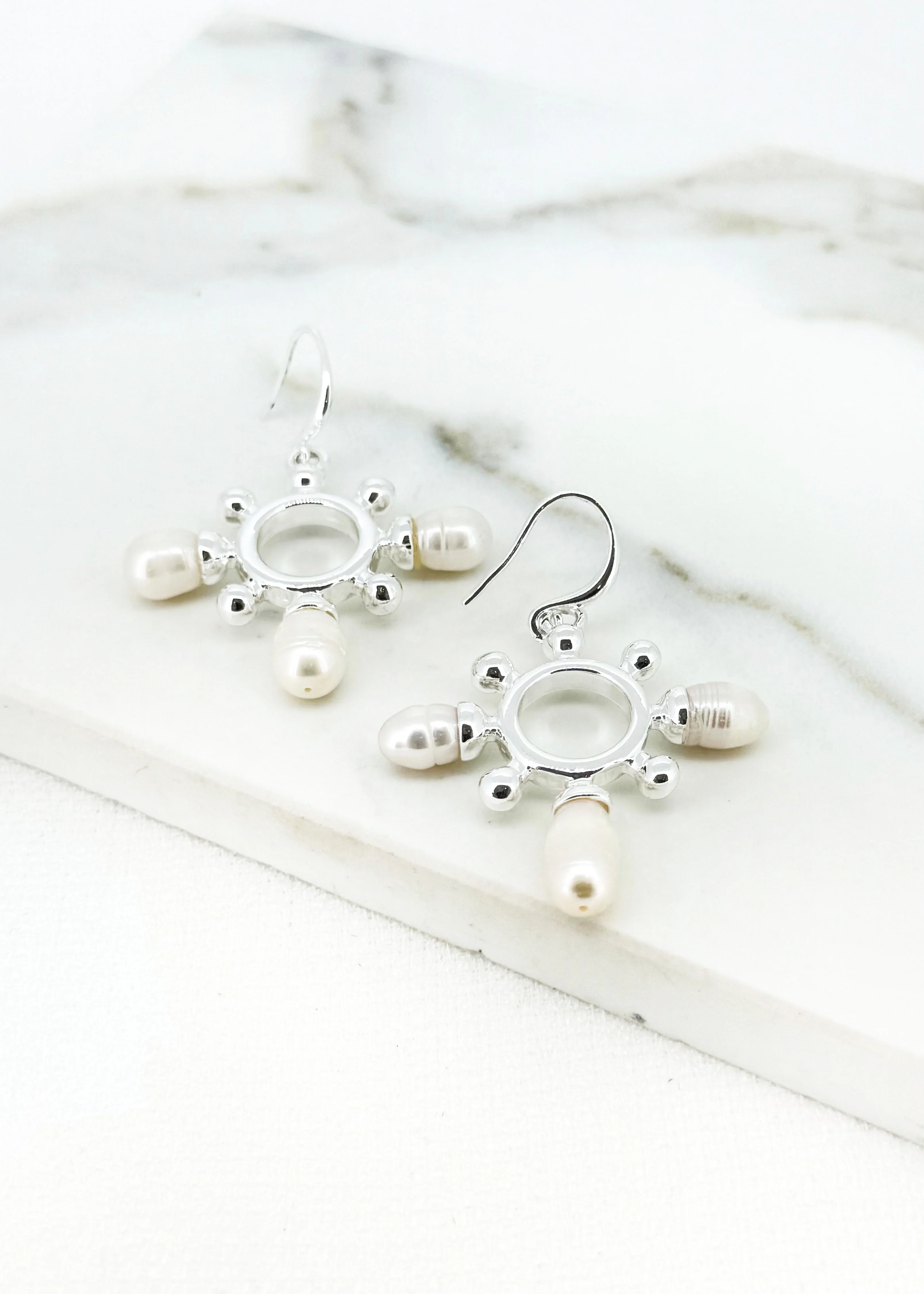 Envy Silver and Pearl Dropper Earrings