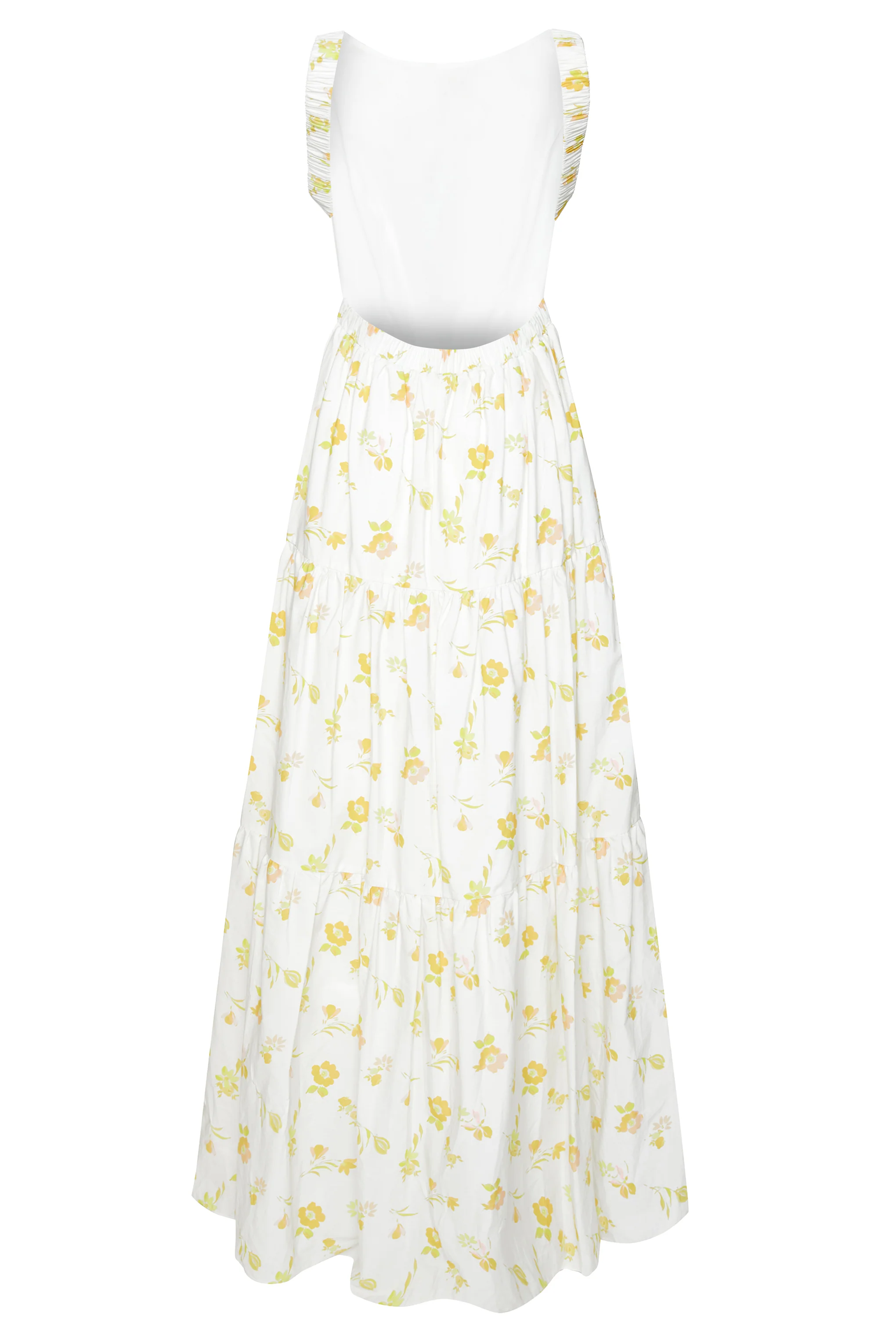 Lorna Cream Yellow Floral Tiered Backless Maxi Dress