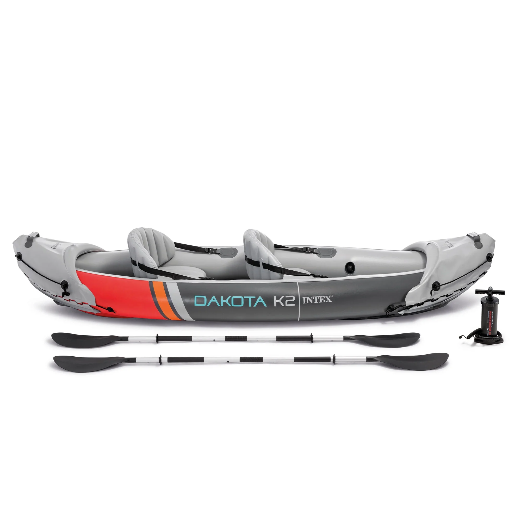 2025 Intex Dakota K2 Kayak inflable de vinilo para 2 personas, con remos y bomba – Caja abierta