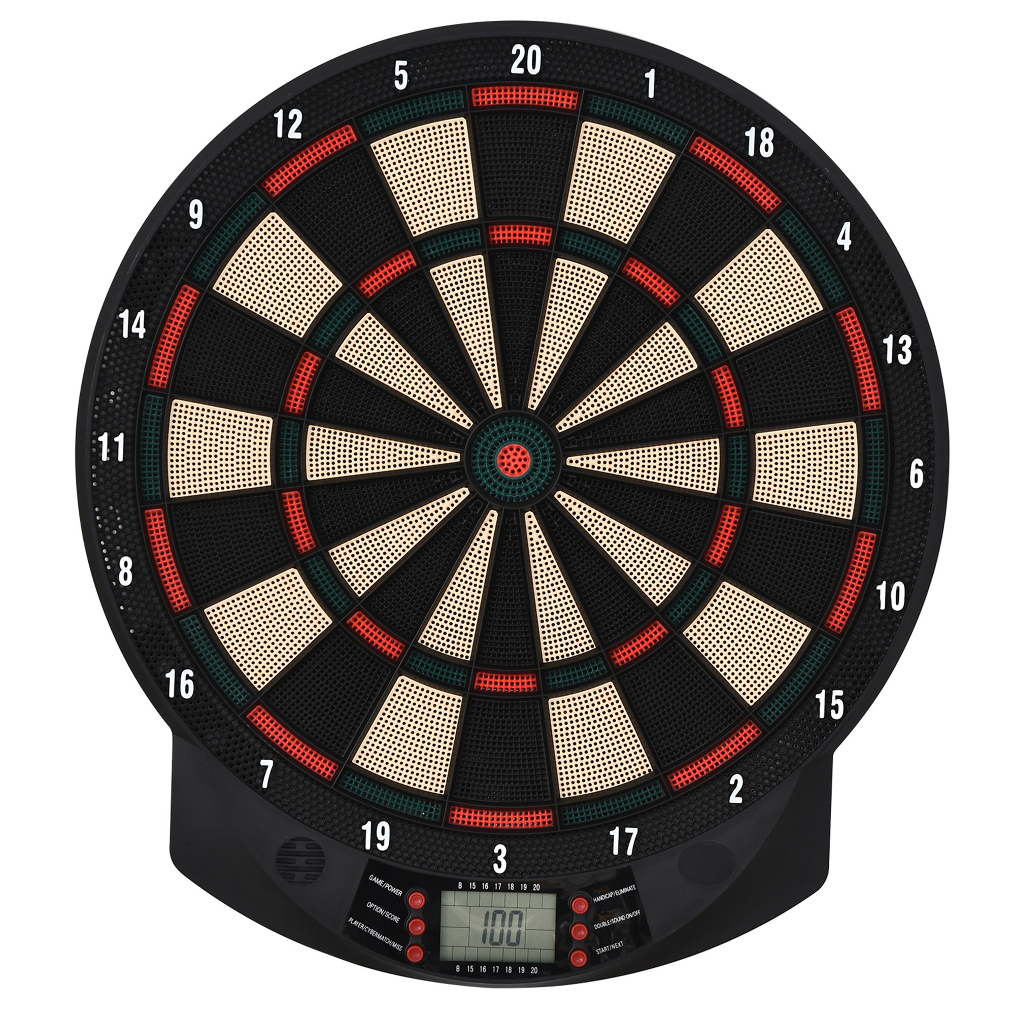 HOMCOM Elektronische Dartscheibe automatische Wertung Dartboard Dart-set mit 6 Darts 30 Dartköpfe 26 Spiele und 185 Trefferoptionen für 8 Spieler Soundeffekte Schwarz 44 x 39,5 x 2,2 cm