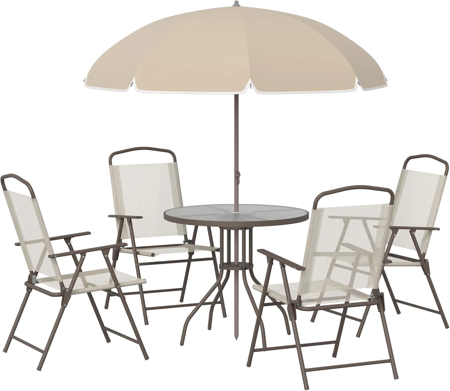6 Piece Patio Dining Set for 4 with Umbrella