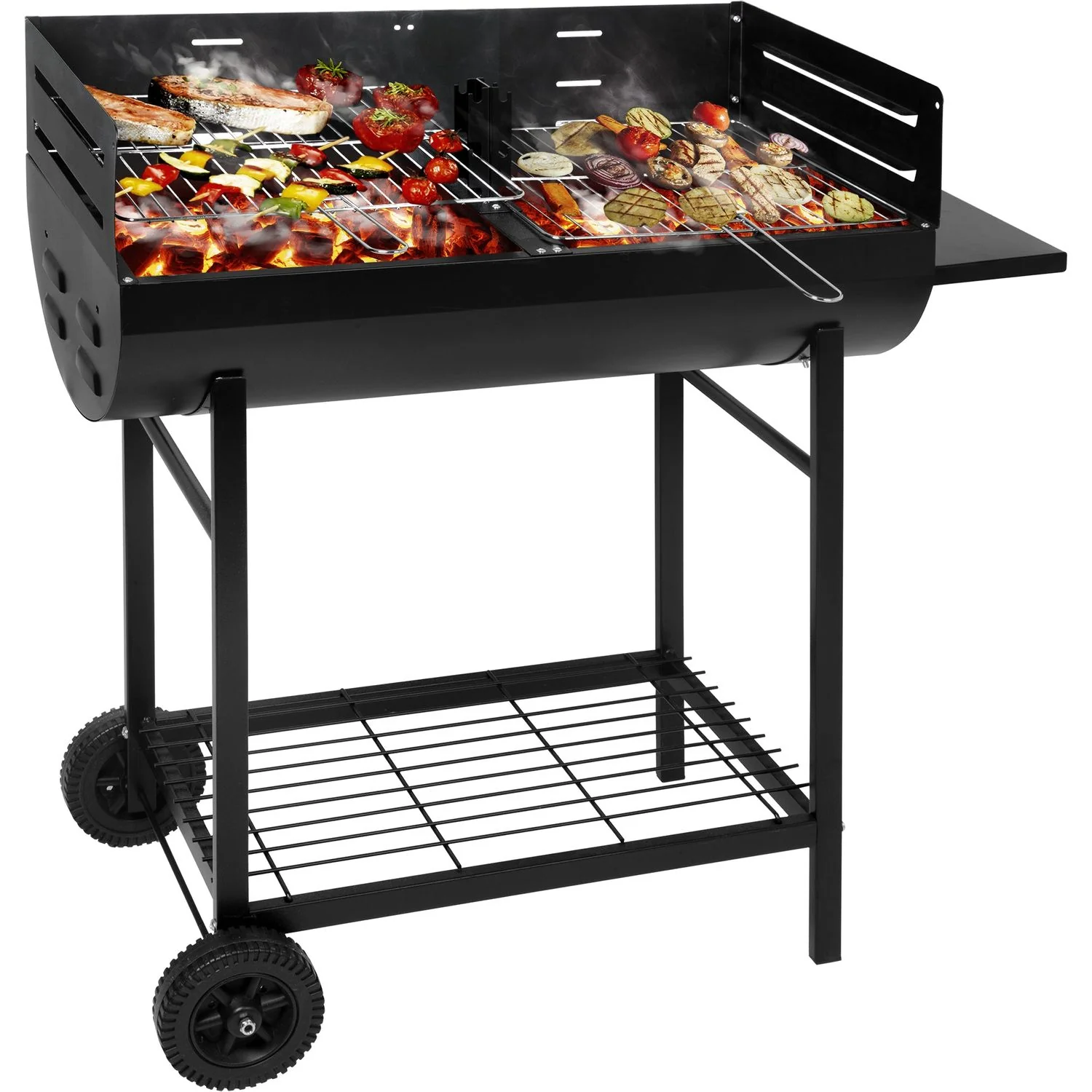 Barbecue con griglie in metallo cromato - h96x97x38 cm