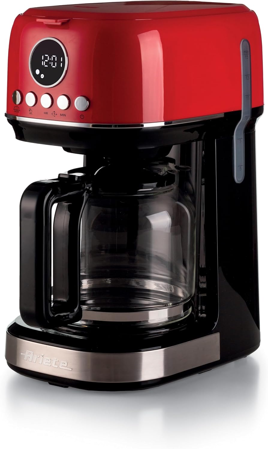 Ariete 1396 Drip coffee maker Modern, American coffee, Capacity up to 15 cups, Heating base, LCD display, Removable and washable filters, Black