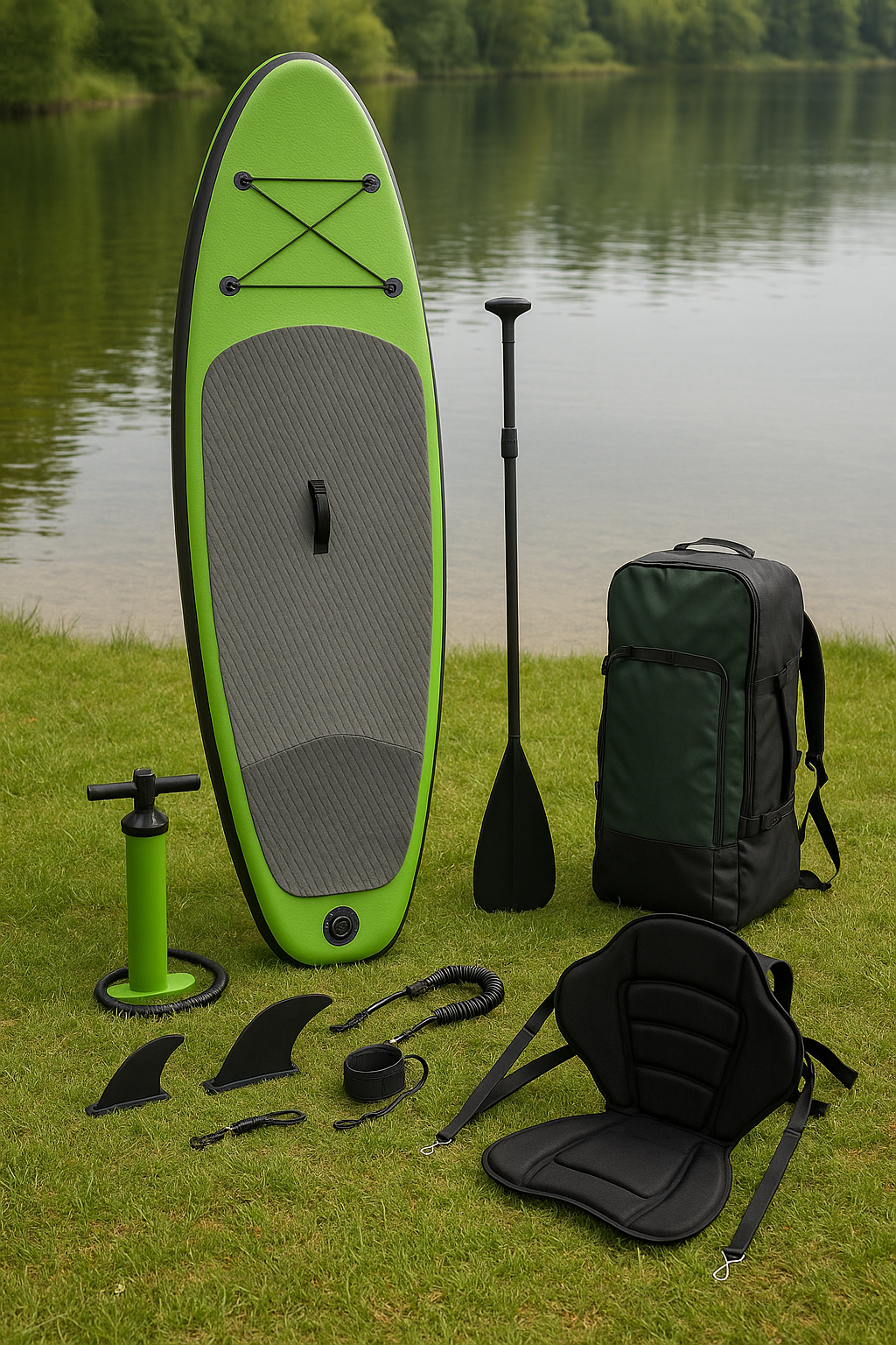Oppusteligt paddleboard grnt sort PVC til s og natur 3008215 cm TdkPksu561xe