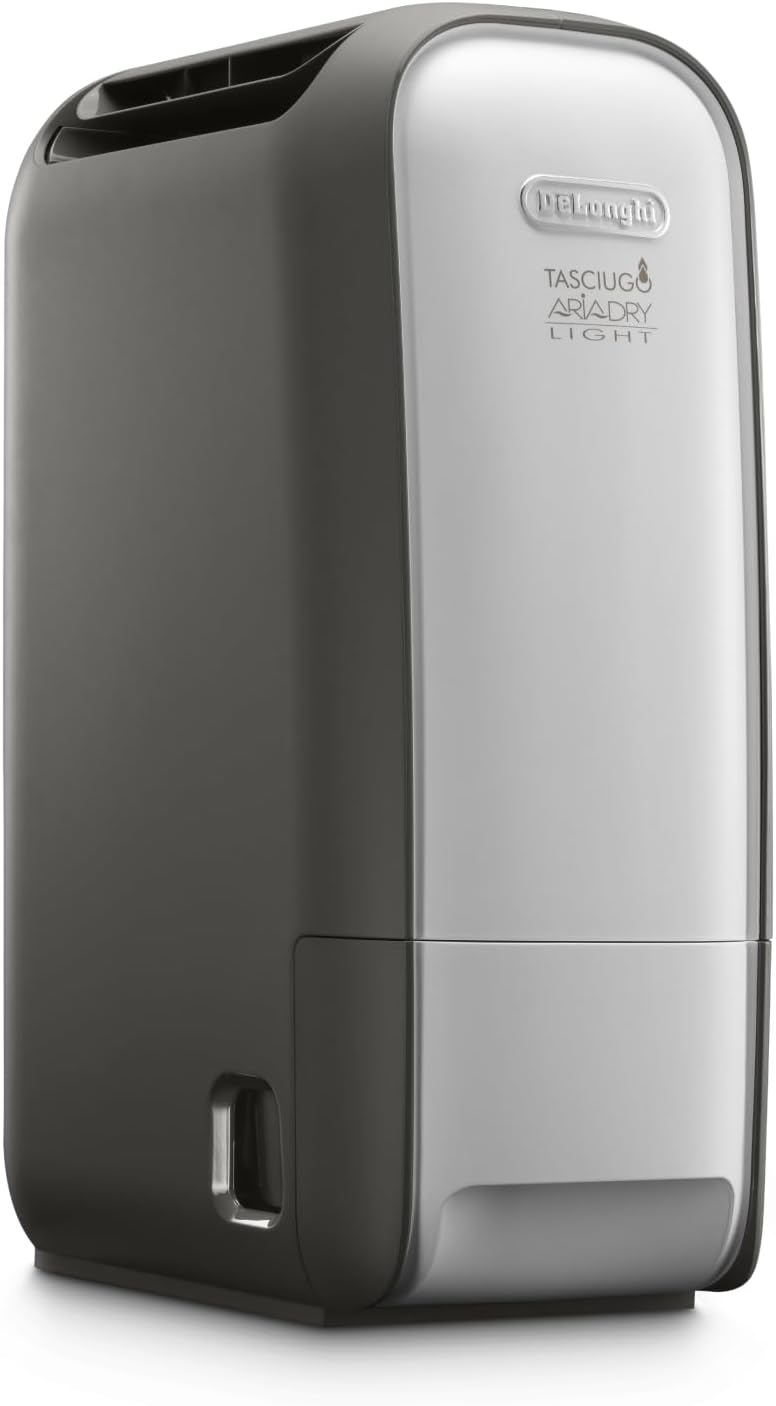 Tasciugo AriaDry Light - Deumidificatore Casa Portatile, Tecnologia Zeolite e Ionizzatore, 7.5L/Giorno, Asciugabiancheria, Antimuffa, Silenzioso, Funzione Swing, Timer, Grigio (DNS80)