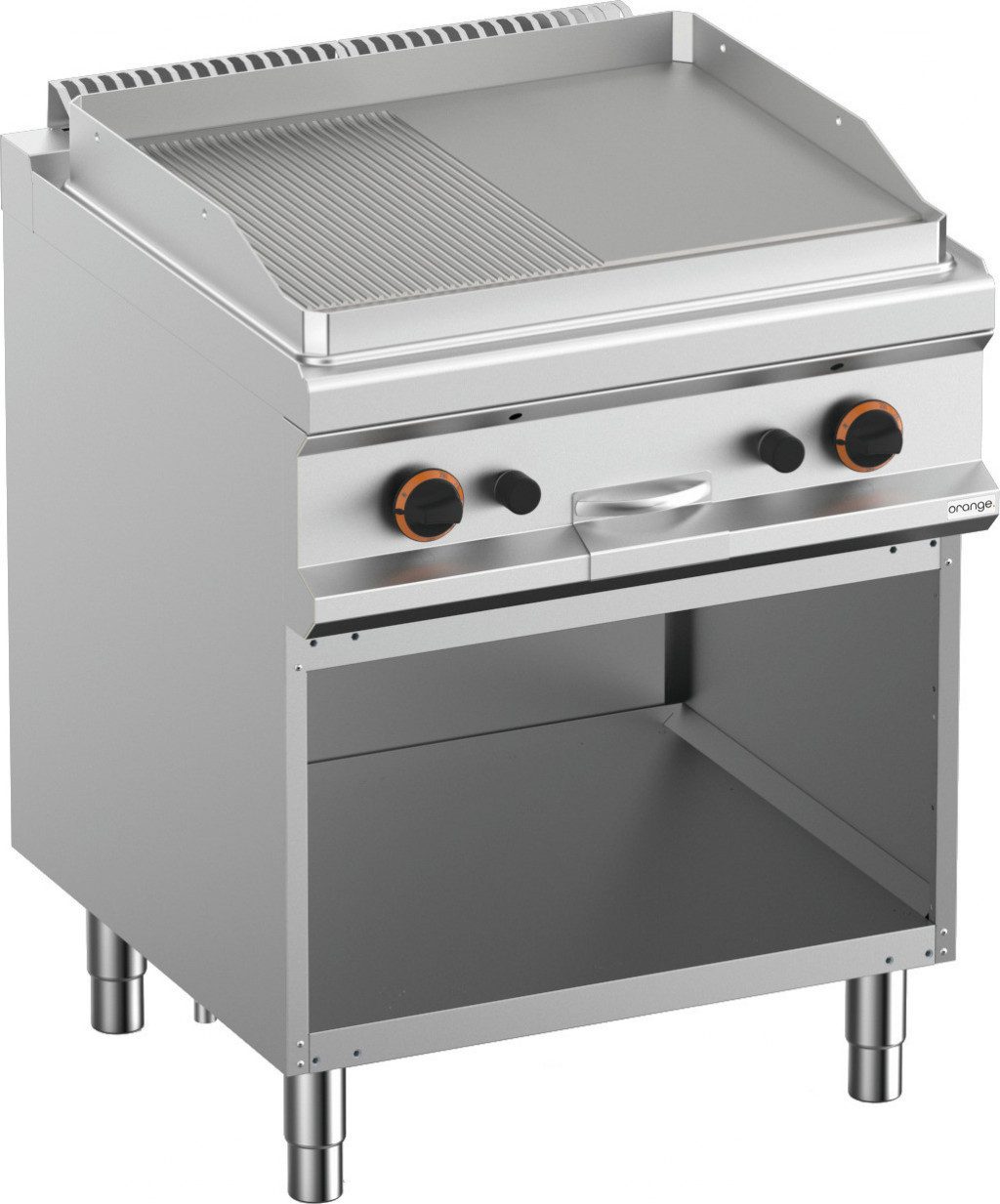 Elektrogrill Gas-Grillplatte, 1/2 glatt + 1/2 gerillt, mit Unterbau, 11 kW