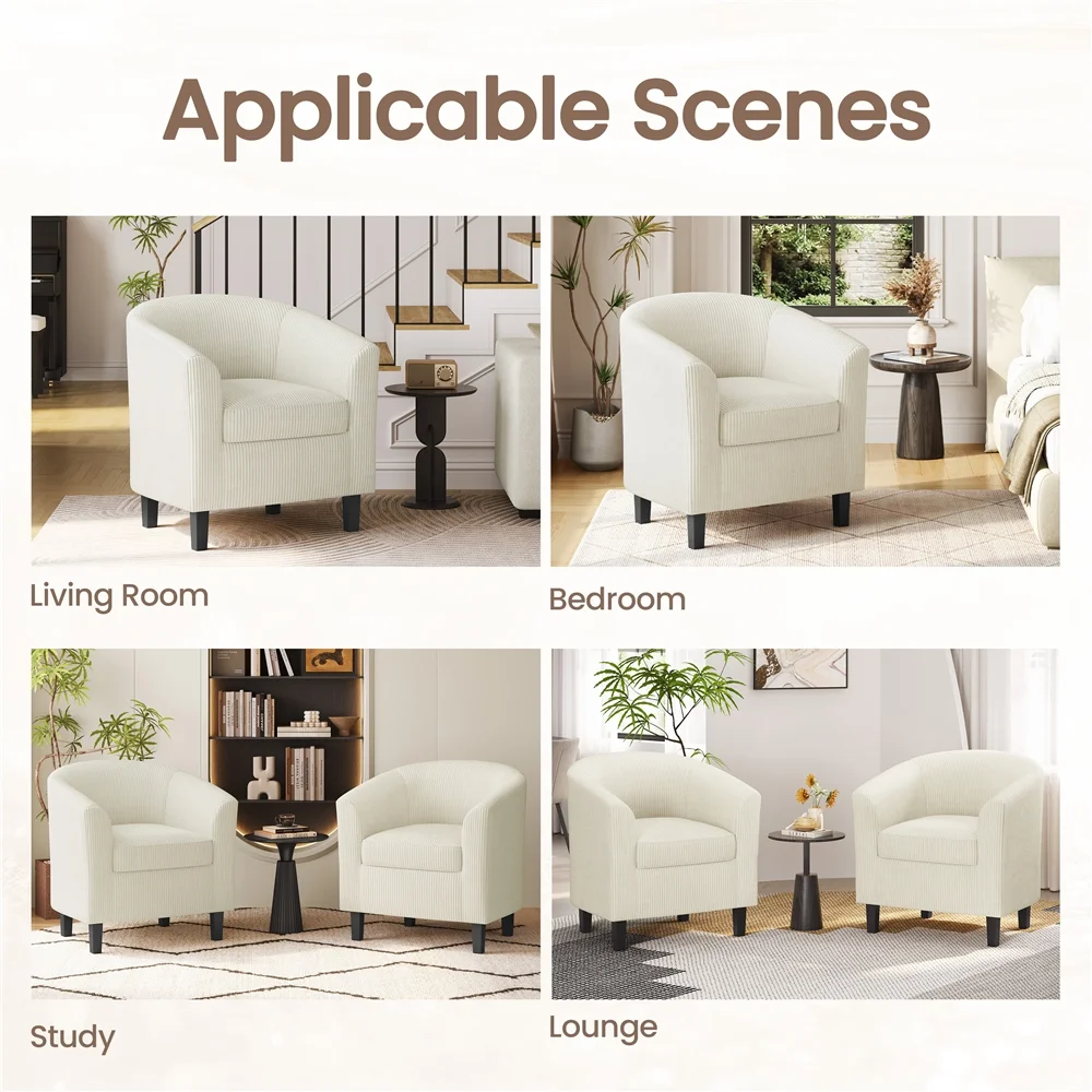 Renwick Faux Leather Barrel Accent Chair for Living Room, Set of 2, Black