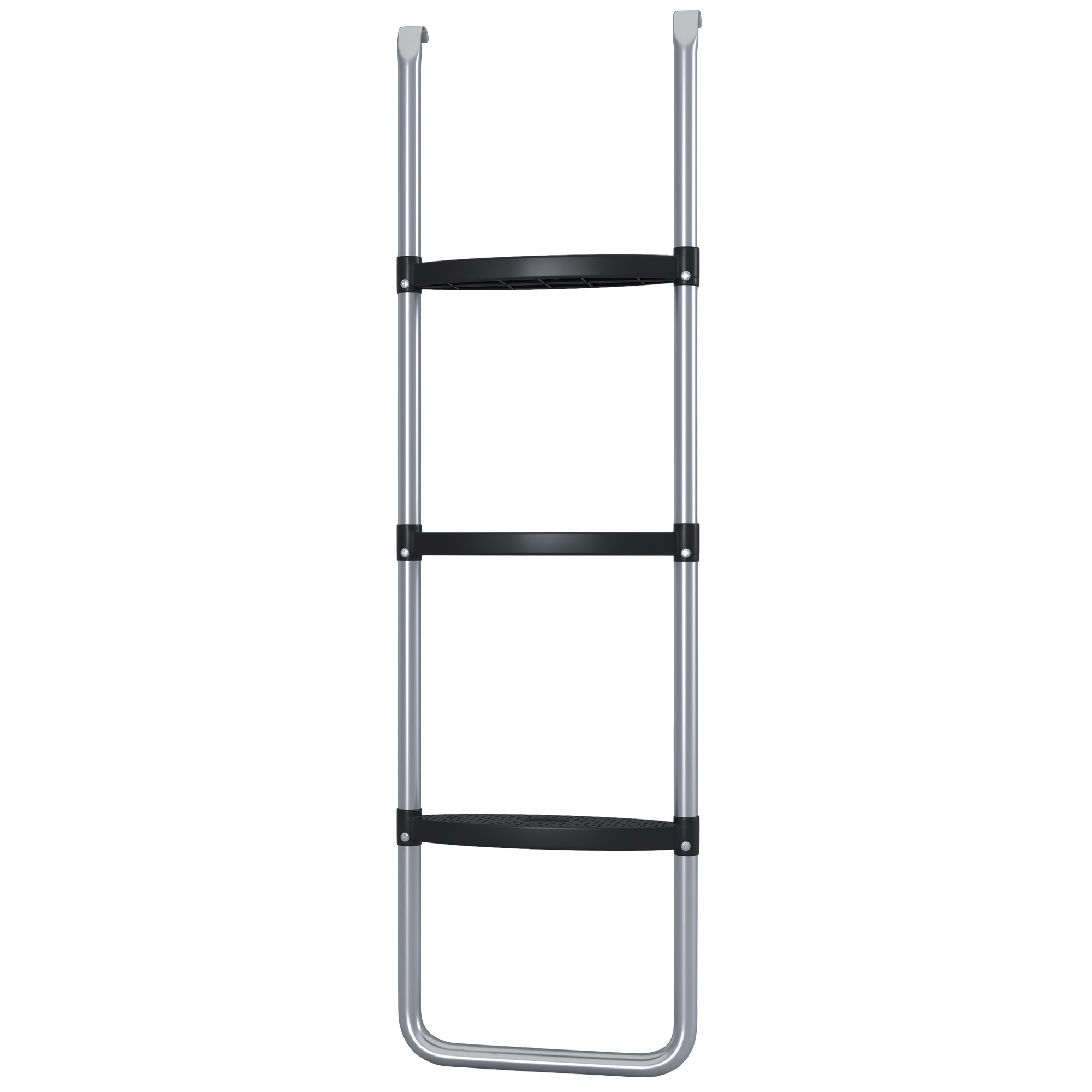 SPORTNOW Trampolinleiter mit 3 oder 2 Stufen horizontalen breiten Tritten, universellem Haken, Tragfähigkeit 120 kg, 110 x 32 cm Silber
