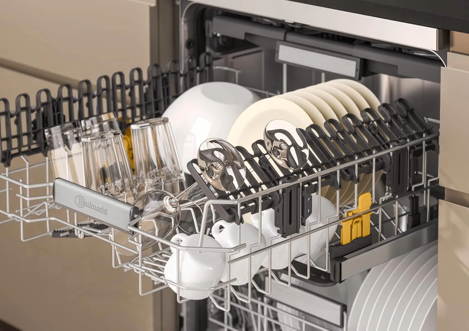 Bauknecht B7F HP43 XA Vrijstaande vaatwasser/ 60 cm/ 15 couverts/ PowerClean Pro-Effectieve hogedruksproeiers/ Natural Dry-Automatische deuropening-Betere droging/ Maxi Space-Meer binnenruimte