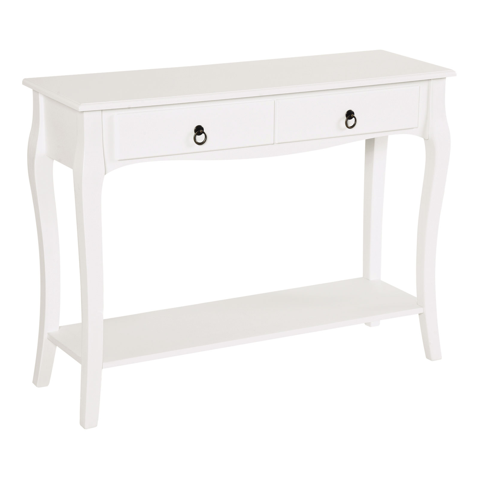 HOMCOM Konsolentisch Konsole Sideboard mit 2 Schubladen Holzfüße Flur Weiß 100x33x75cm