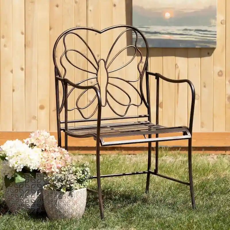 Sullivans 35 Copper Butterfly Garden Chair, Metal