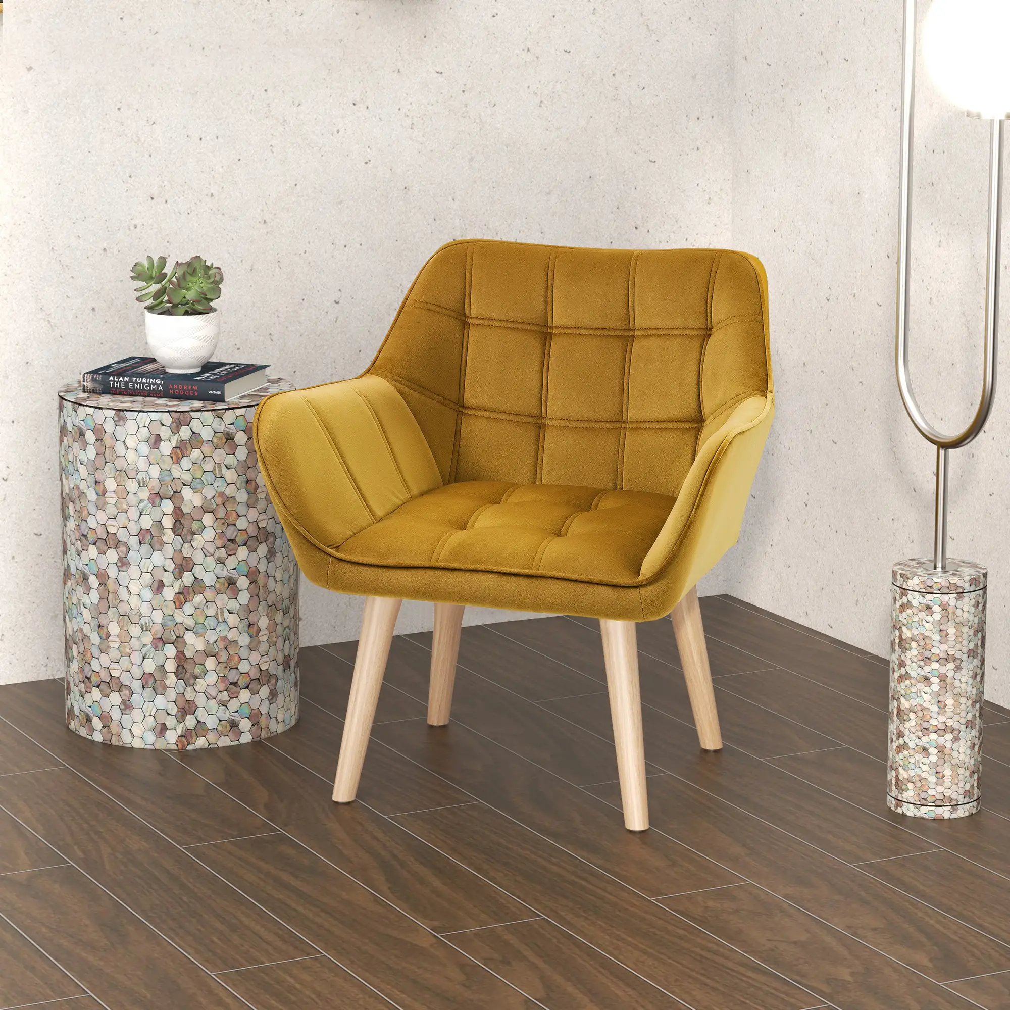 HOMCOM Polsterstuhl Skandi-Design kräftige Farben Gelb