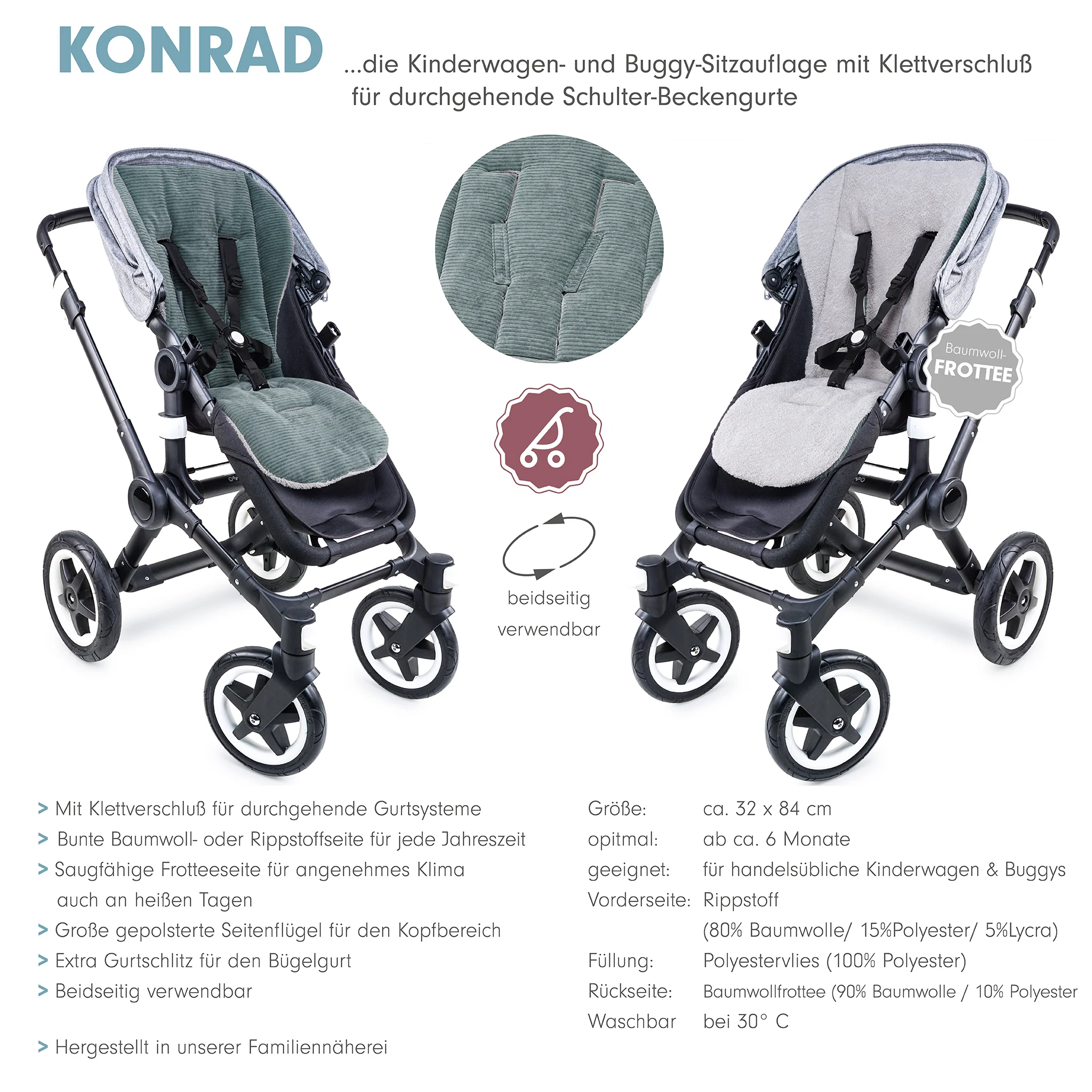 KONRAD die gro?e Buggysitzauflage mit Klett