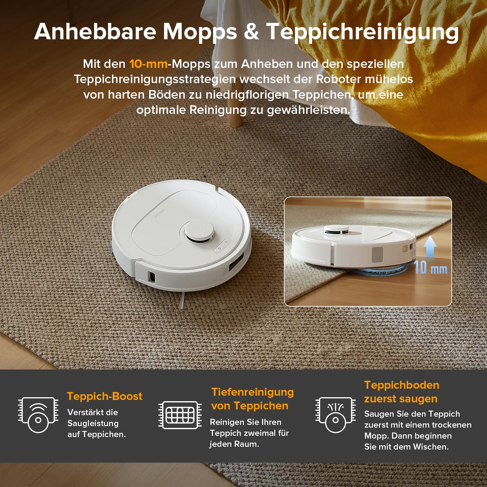 Saugroboter mit Wischfunktion QV 35A Set, 8.000 Pa Saugkraft und automatischer Absaugstation