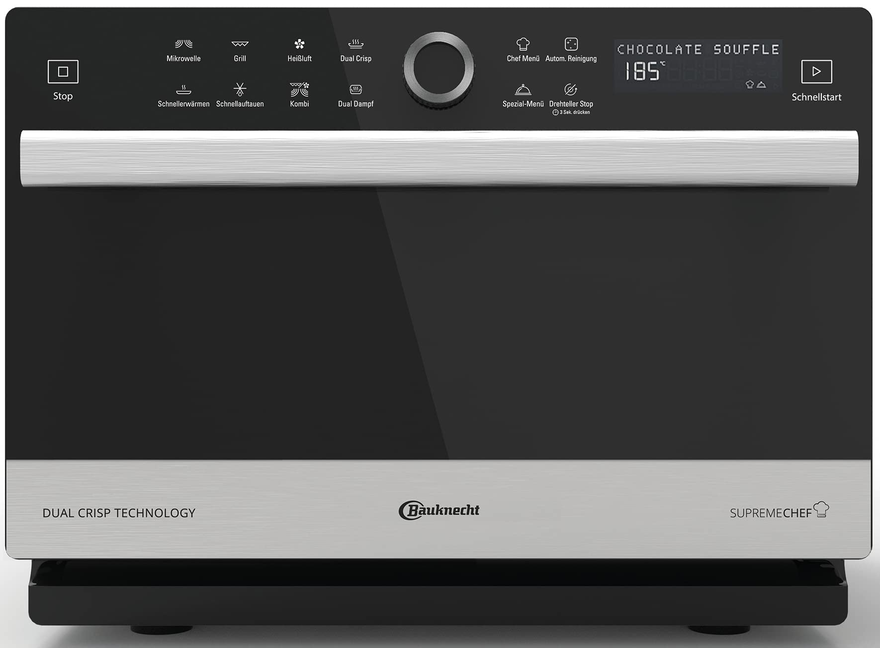 Mikrowelle freistehend 33 l mit 5-in-1-Funktion, 1000 Watt, CrispFry, Heißluft, Dampfgarfunktion und XXL Grill