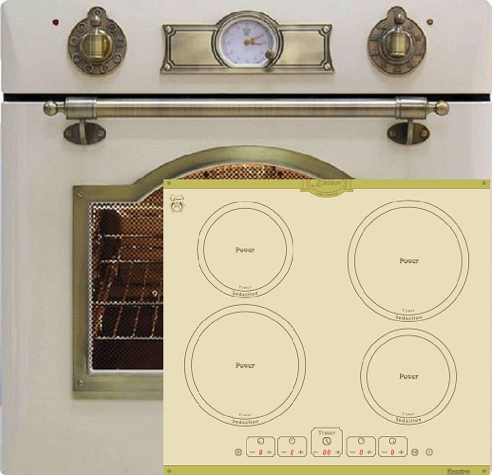 Backofen-Set Herd Set Autark Elektro Backofen, Selbstreinigung, Drehspieß, 8 Funktionen mit Induktionskochfeld Autark 60 cm 4 Zonen mit Booster EH 6355 ElfEm+KCT 6195 IElfEm