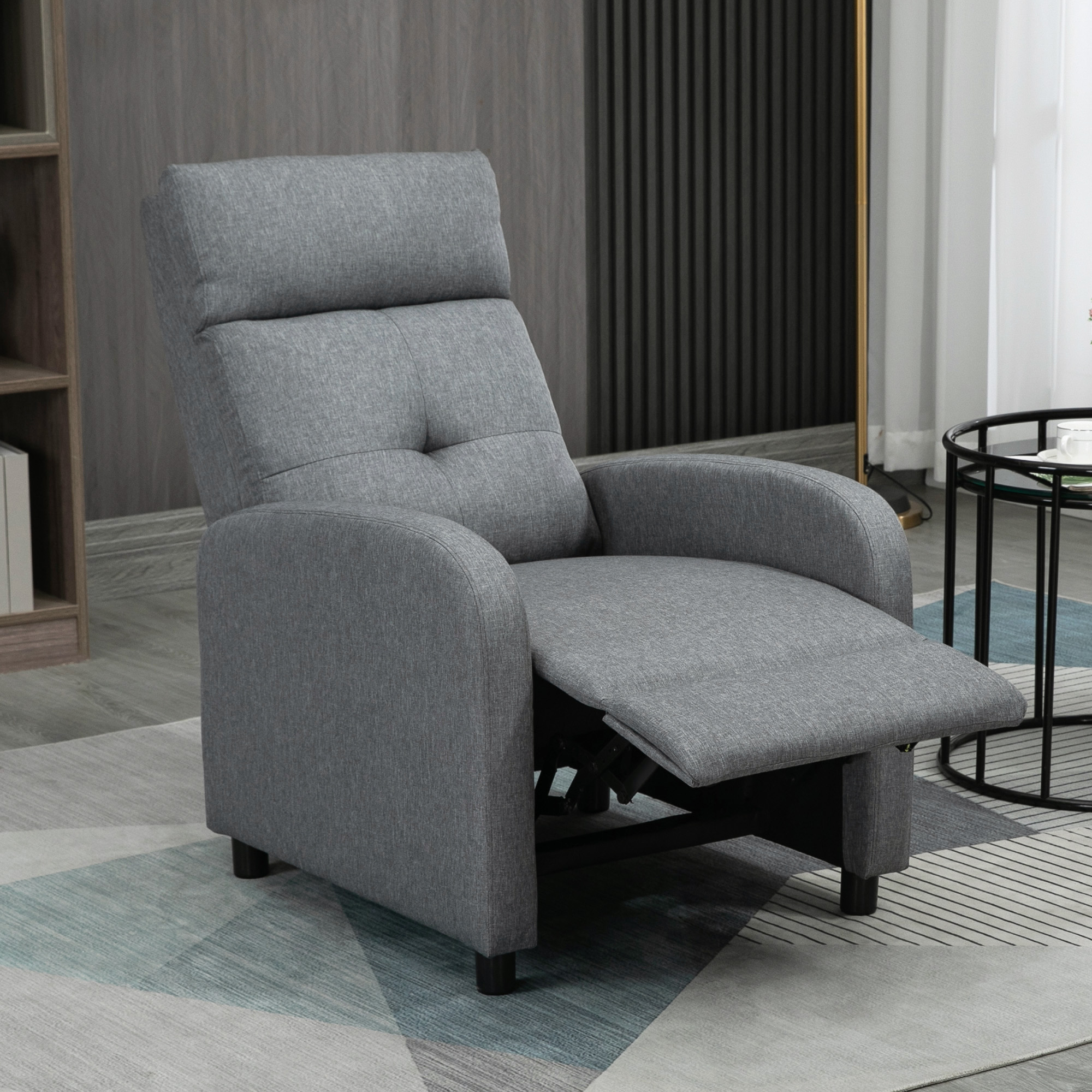 HOMCOM Relaxsessel mit Liegefunktion, ausfahrbares Fußteil, Taschenfederkern, bis 150 kg, Grau