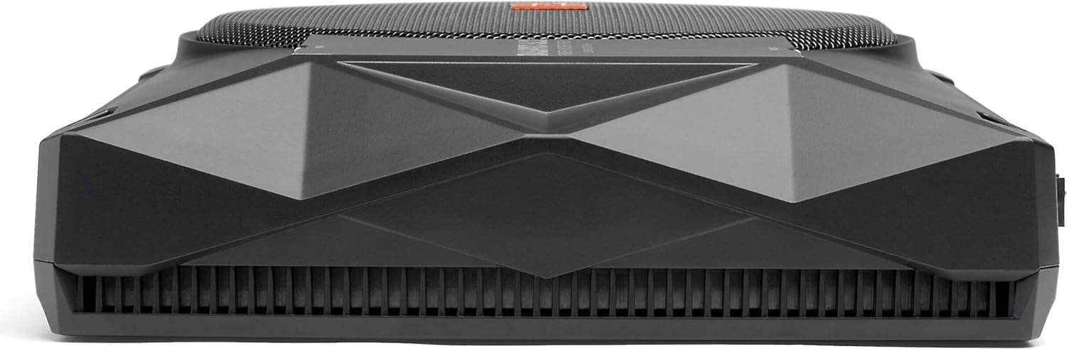 JBL BassPro SL2 Aktiv Subwoofer Auto Set - Car hifi Untersitz Bassbox Gehäuse mit Bassreflex Woofer box groß 200mm und 125 Watt aktiver Verstärker, Schwarz, 44