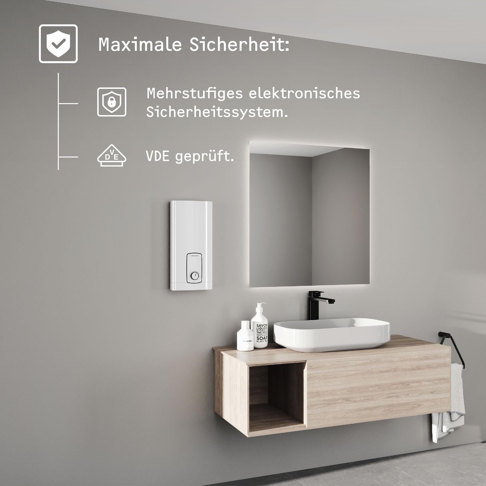 Elektronischer Durchlauferhitzer DHB 18/21/24 ST Trend 18/21/24 kW 3i Technologie gradgenaue Temperatureinstellung Energiesparmodus
