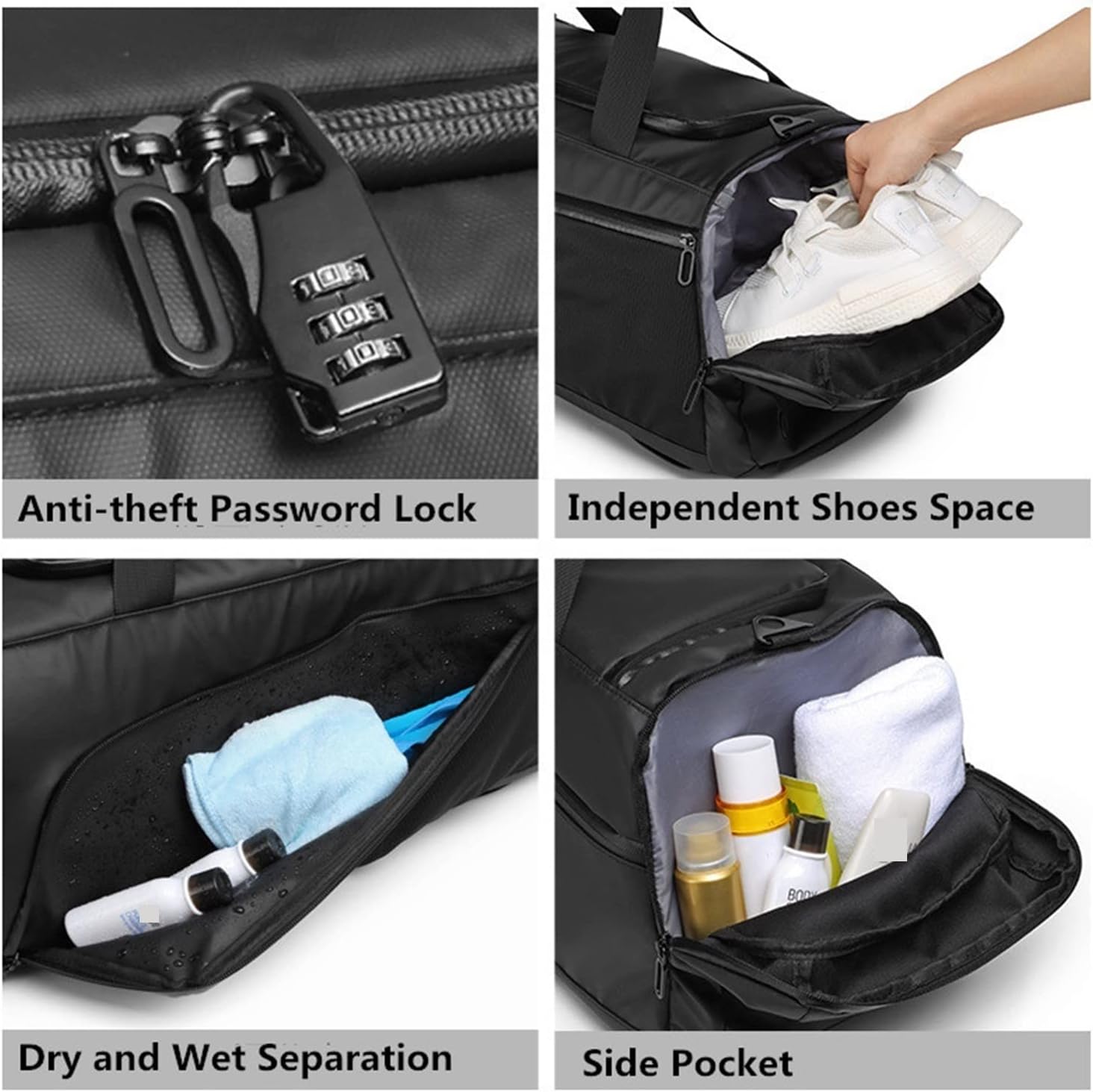 Bai Shi Wu Herren-Sporttasche, groß, für Reisen, Training, Fitness, Workout, Sporttasche, Rucksack, wasserdicht, trocken, nass, Schultertasche, Laptoptasche, 52 x 20 x 20 cm, Sporttaschen (Farbe: