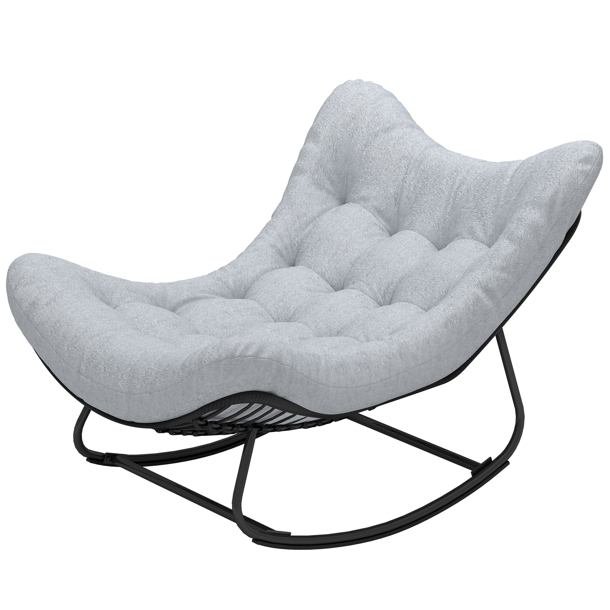 Outsunny Rattan Schaukelstuhl Gartenbank mit Stahlrahmen Kissen Schaukelbank 98 x 111 x 74 cm Grau